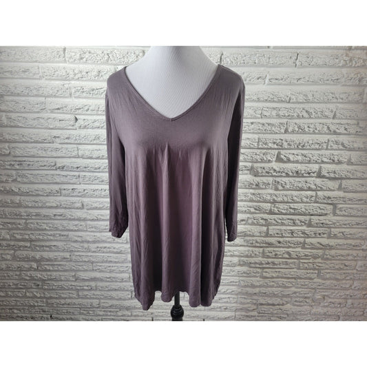 Isaac Mizrahi Live QVC Womens Top Extra Large Tee Gray Rayon Spandex Pullover