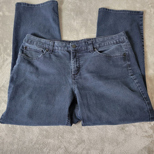 Jones New York Womens Jeans 18WS Gramercy Curvy Dark Blue Denim Zip Fly Straight