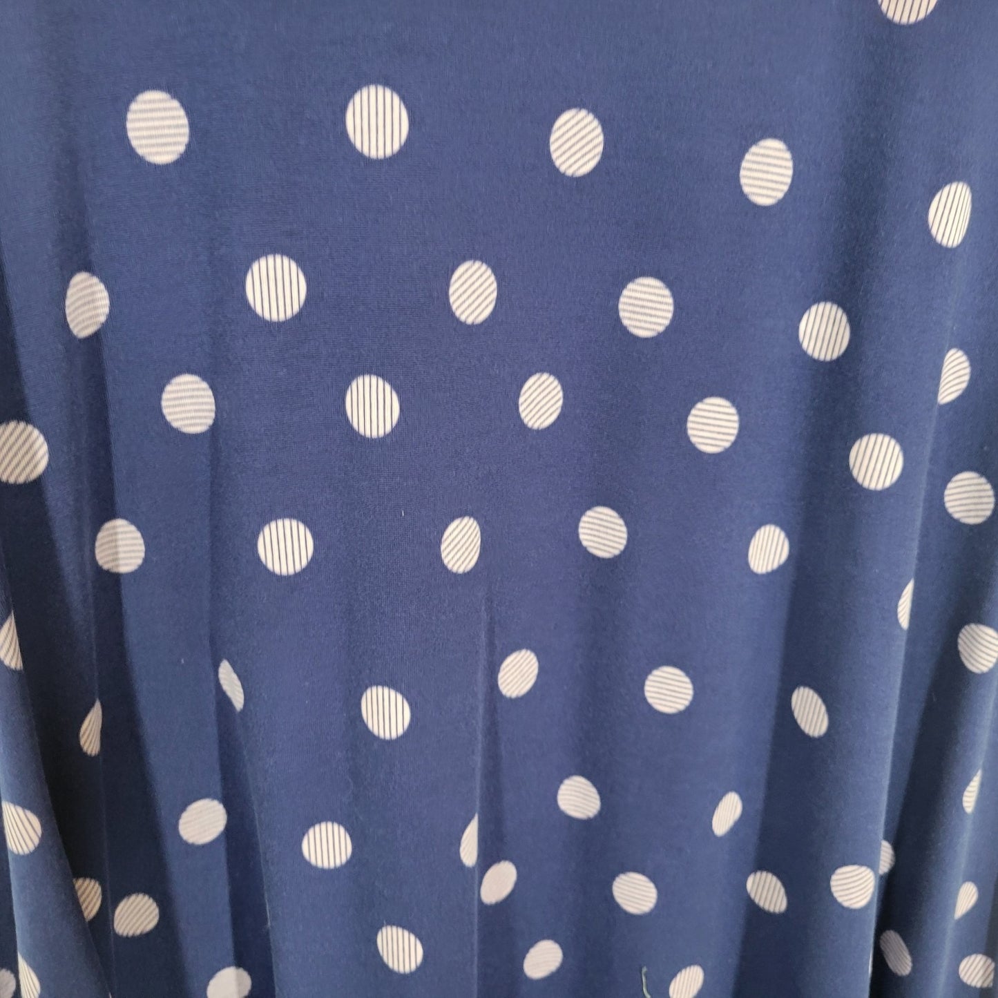 LuLaRoe Women's XL Blue Polka Dot High Low Hem T-Shirt Dress Round Neck