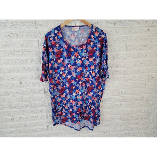 Patriotic Lularoe Womens Top Extra Large Tee Fourth of July Asymmetric Casual