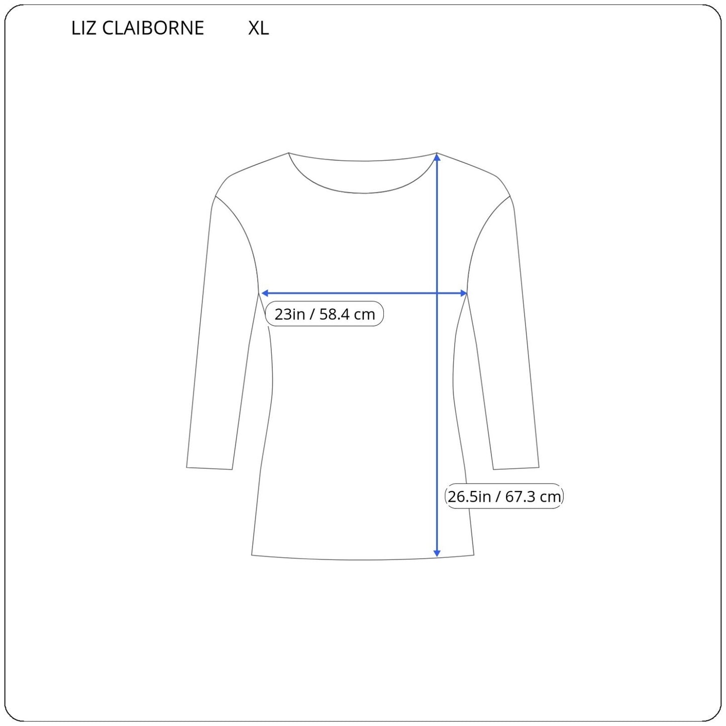 Liz Claiborne Womens Top Extra Large XL 3/4 Sleeve Lace Up Blue Knit Heather