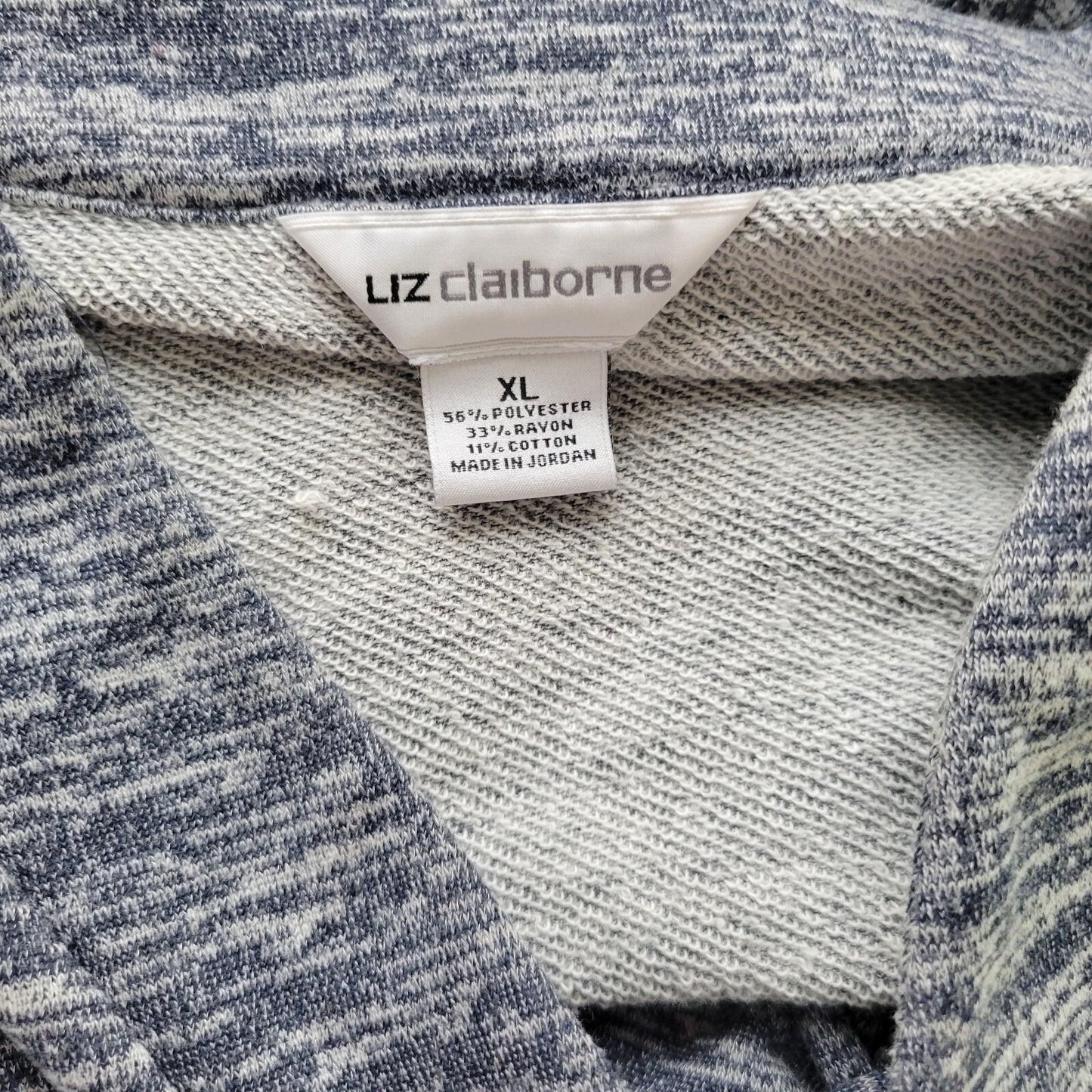Liz Claiborne Womens Top Extra Large XL 3/4 Sleeve Lace Up Blue Knit Heather
