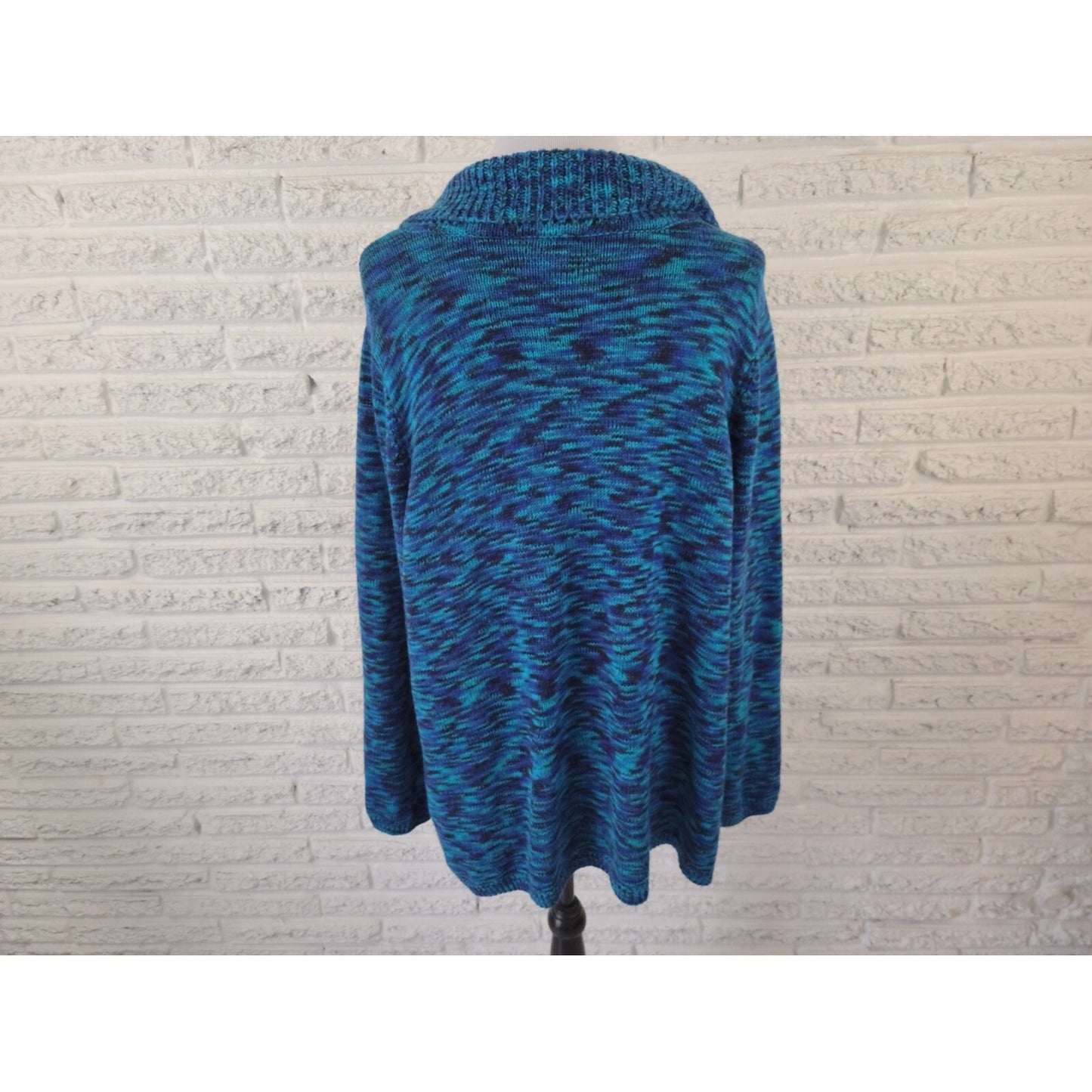 Catherines Womens Sweater 1X Plus  Zip Up Long Sleeve Office Blue Marled Speckle