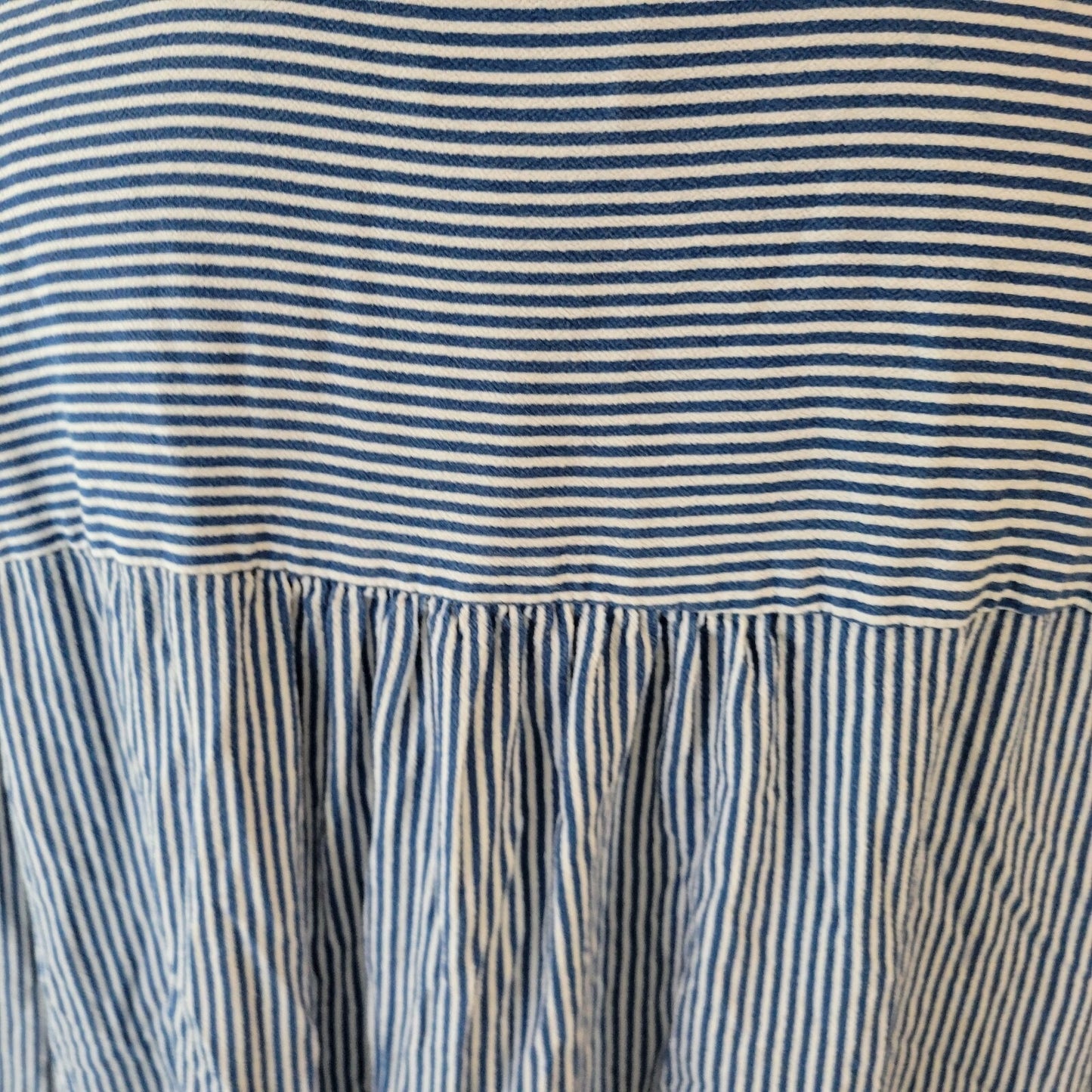 St Johns Bay Womens Top 0X Plus 3/4 Sleeve Blue Stripe Casual Lightweight Rayon