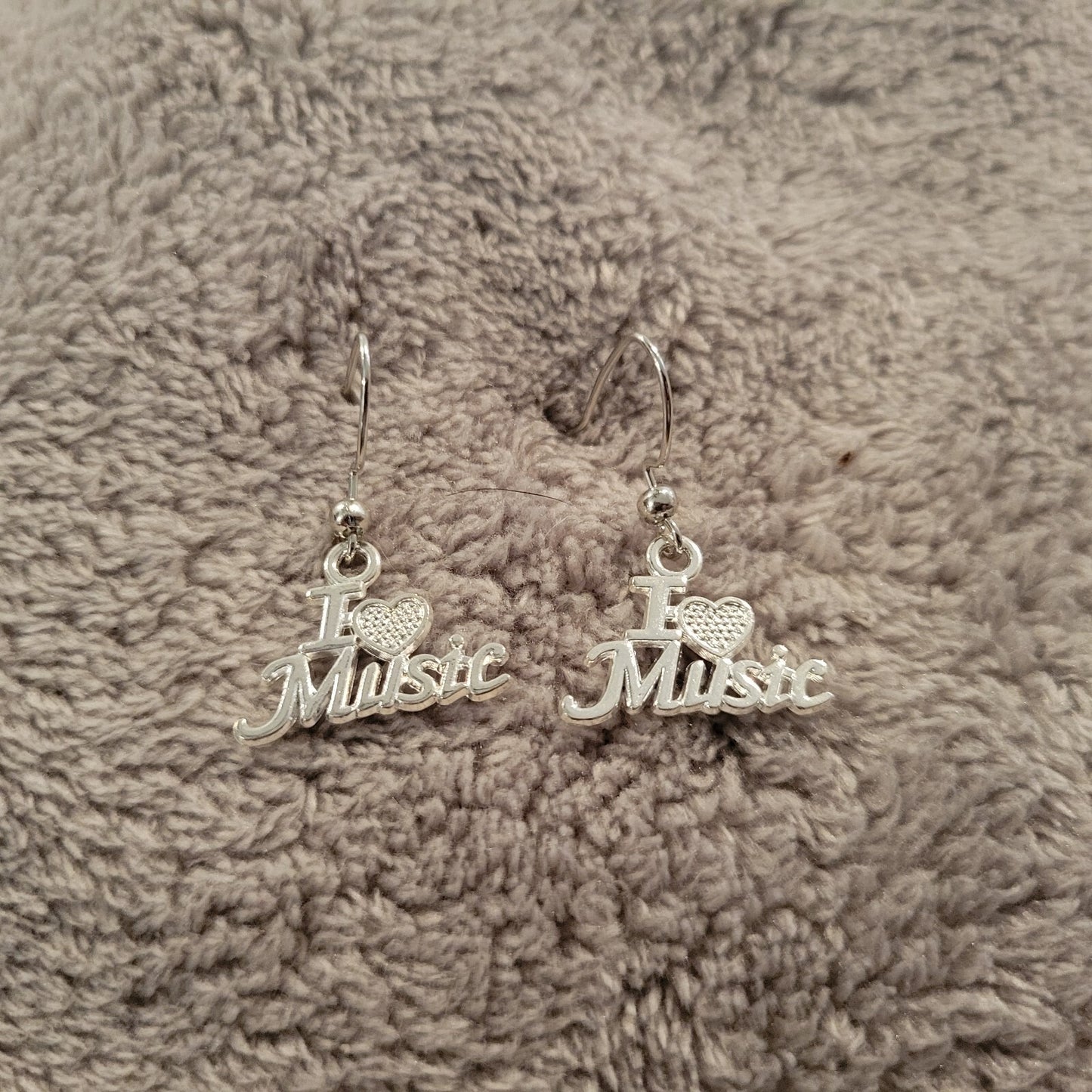 I Love Music Womens Earrings One Pair Silver Tone Alloy Band Orchestra Hanging