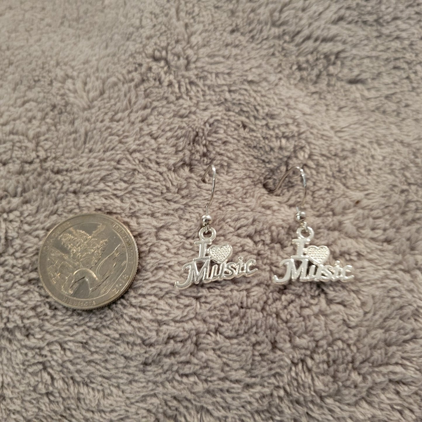 I Love Music Womens Earrings One Pair Silver Tone Alloy Band Orchestra Hanging