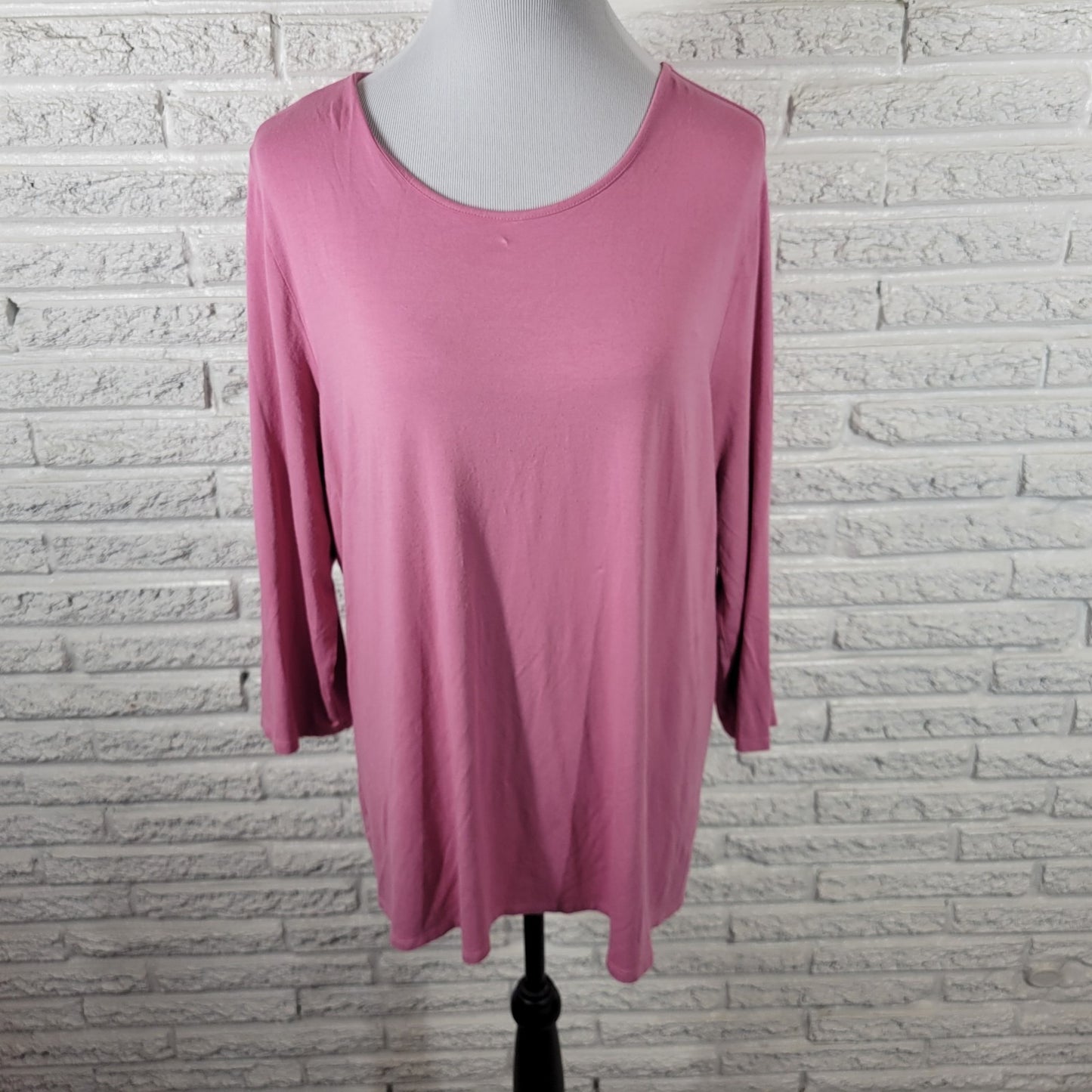J Jill Womens Top Extra Large XL 3/4 Sleeve Pink Rayon Blend Casual Comfy
