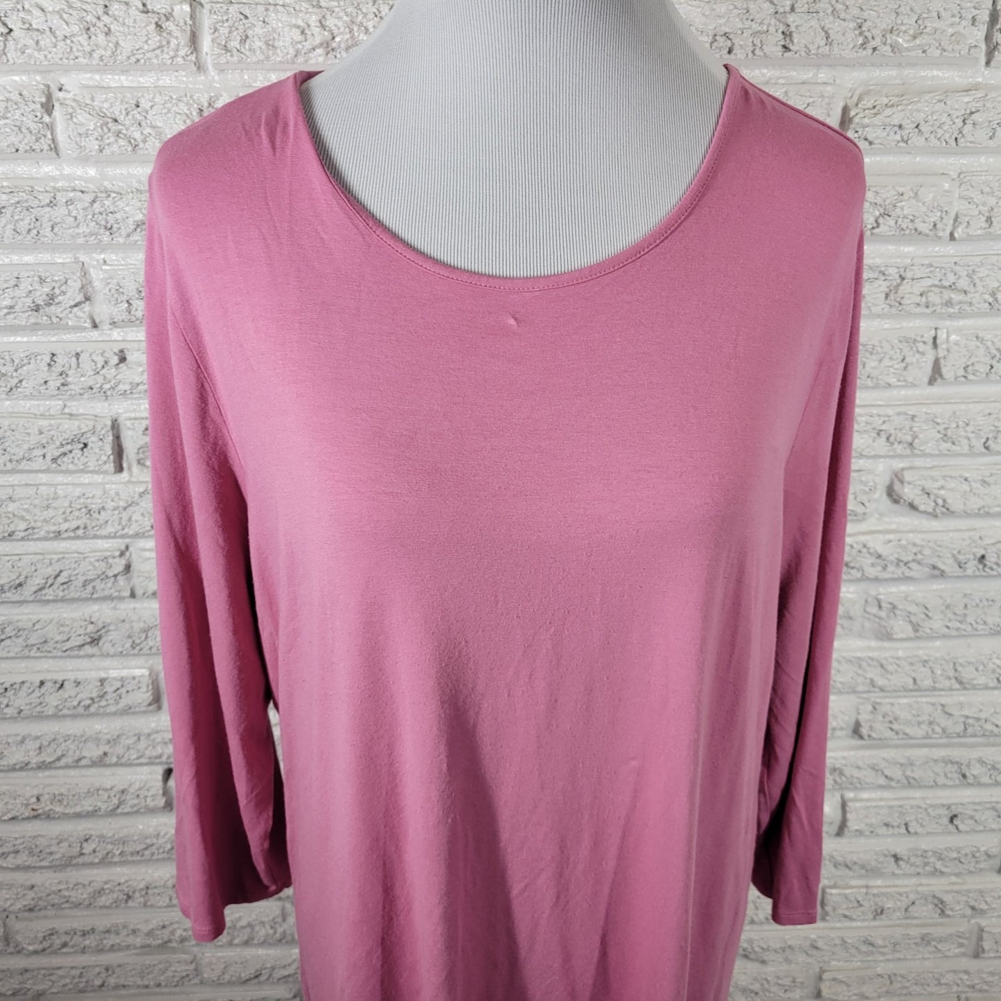 J Jill Womens Top Extra Large XL 3/4 Sleeve Pink Rayon Blend Casual Comfy