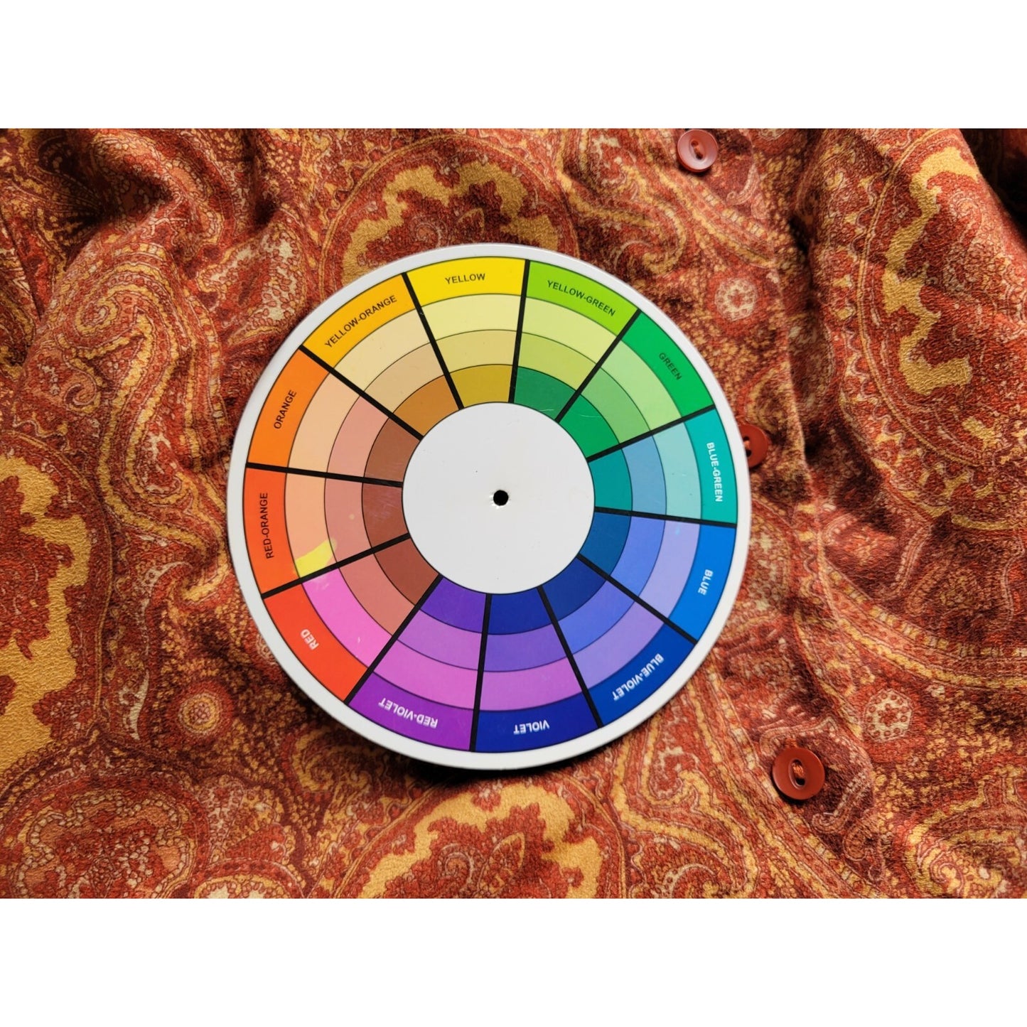 Lemon Grass Womens Top Extra Large XL Long Sleeve Brown Paisley Velour Collar