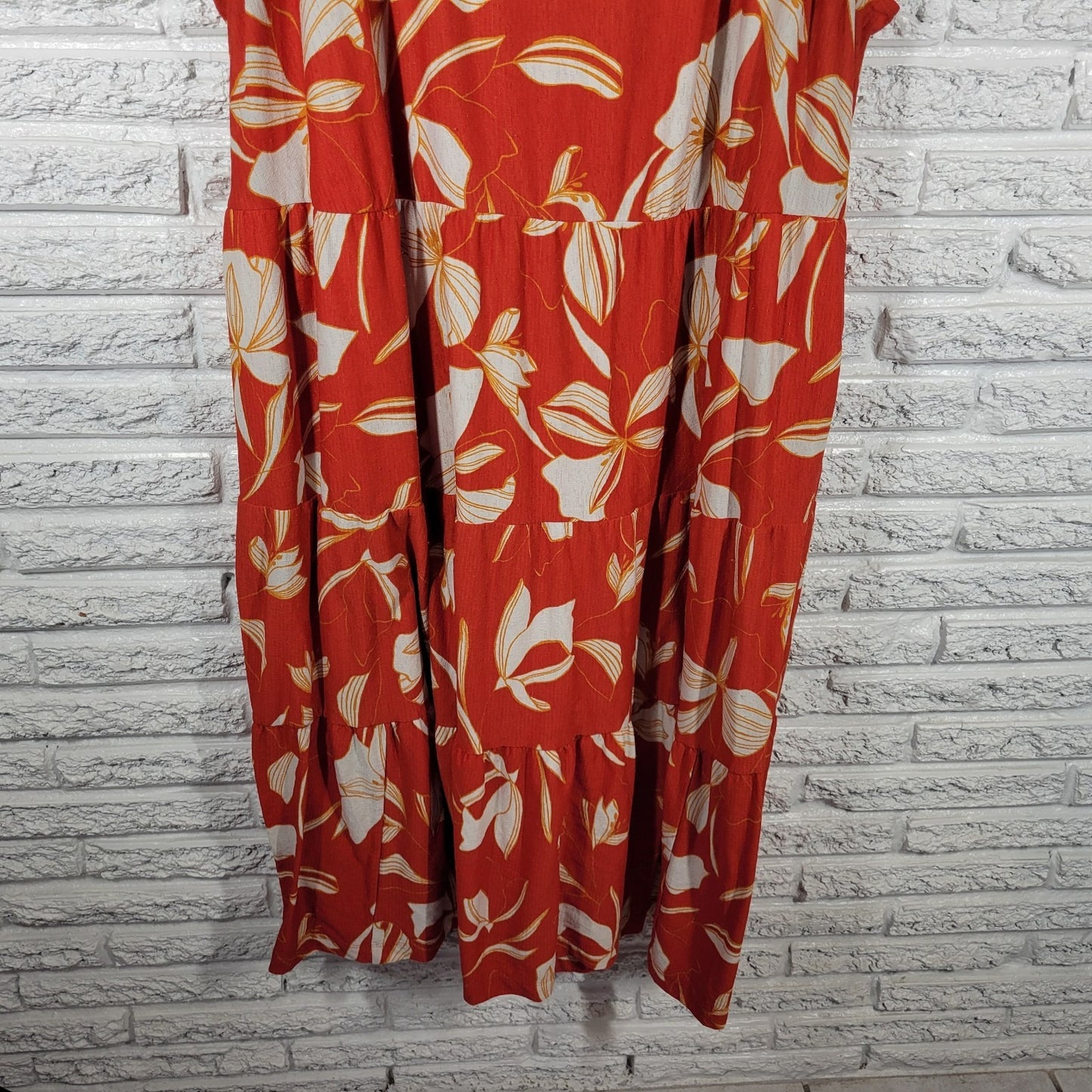 Ava Viv Women Dress 4X Plus Sleeveless Red Floral Poly Blend Ruffle Casual Comfy