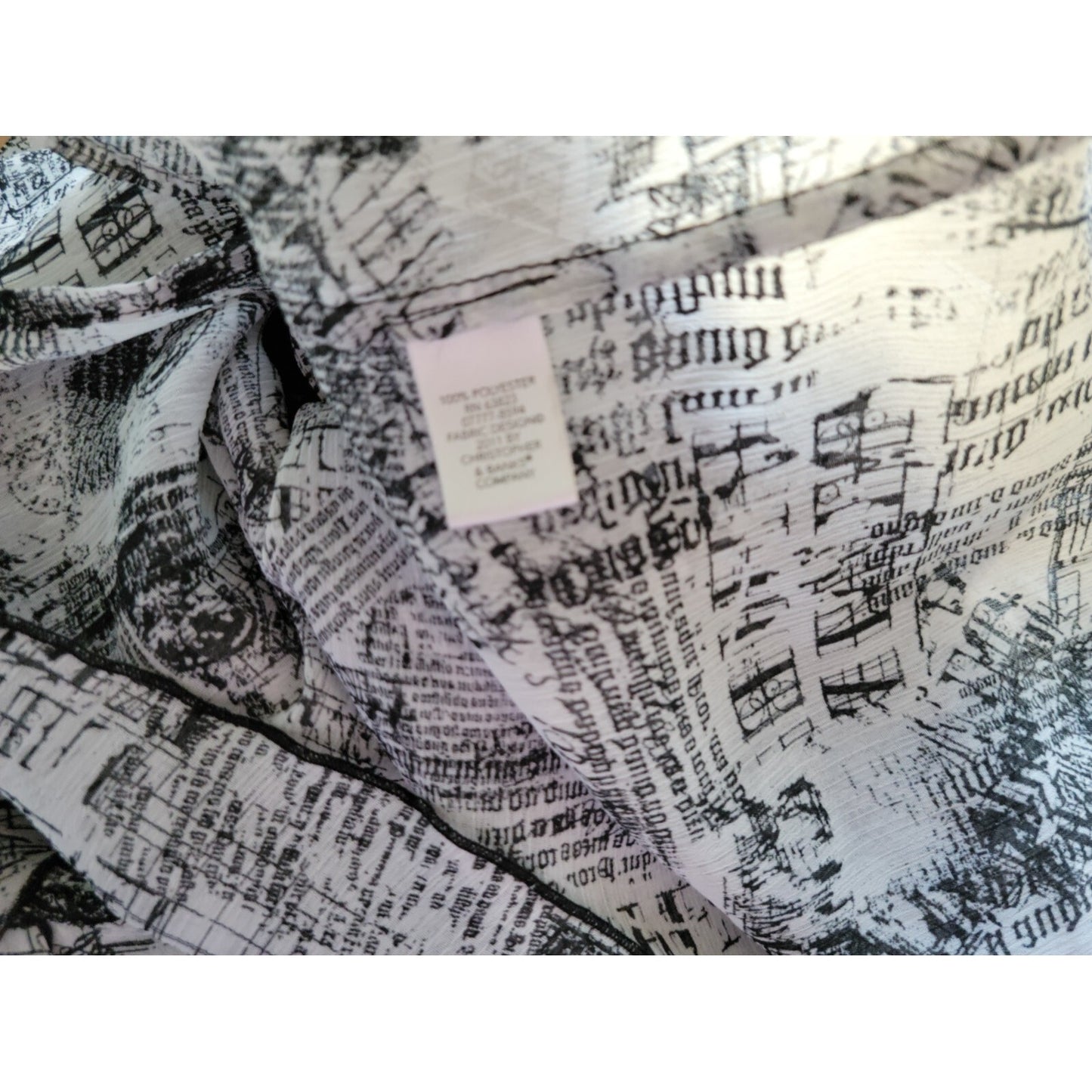 CJ Banks Women Top 2X Plus Bell 3/4 Sleeve Open Overlay Sheer Polyester Scripted