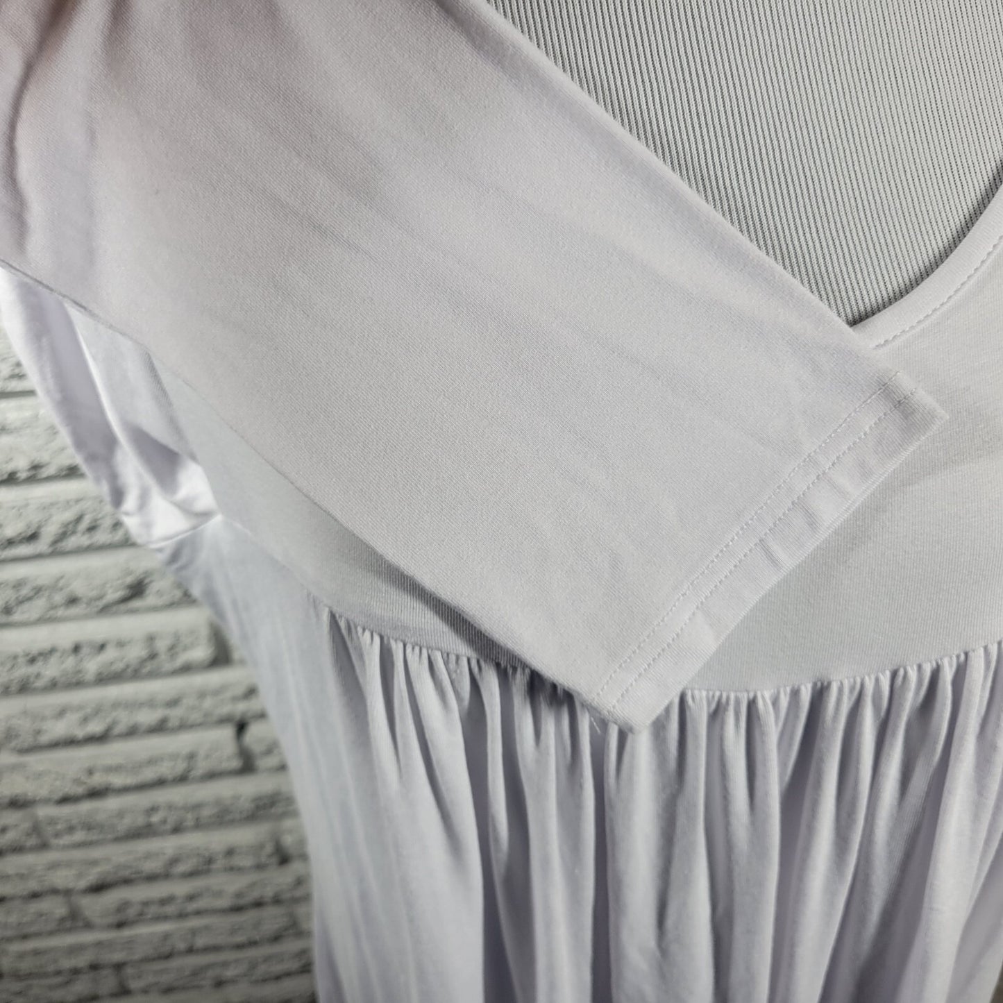 Cathy Womens Top Extra Large XL Tunic Baby Doll Long Sleeve White Pleated Rayon