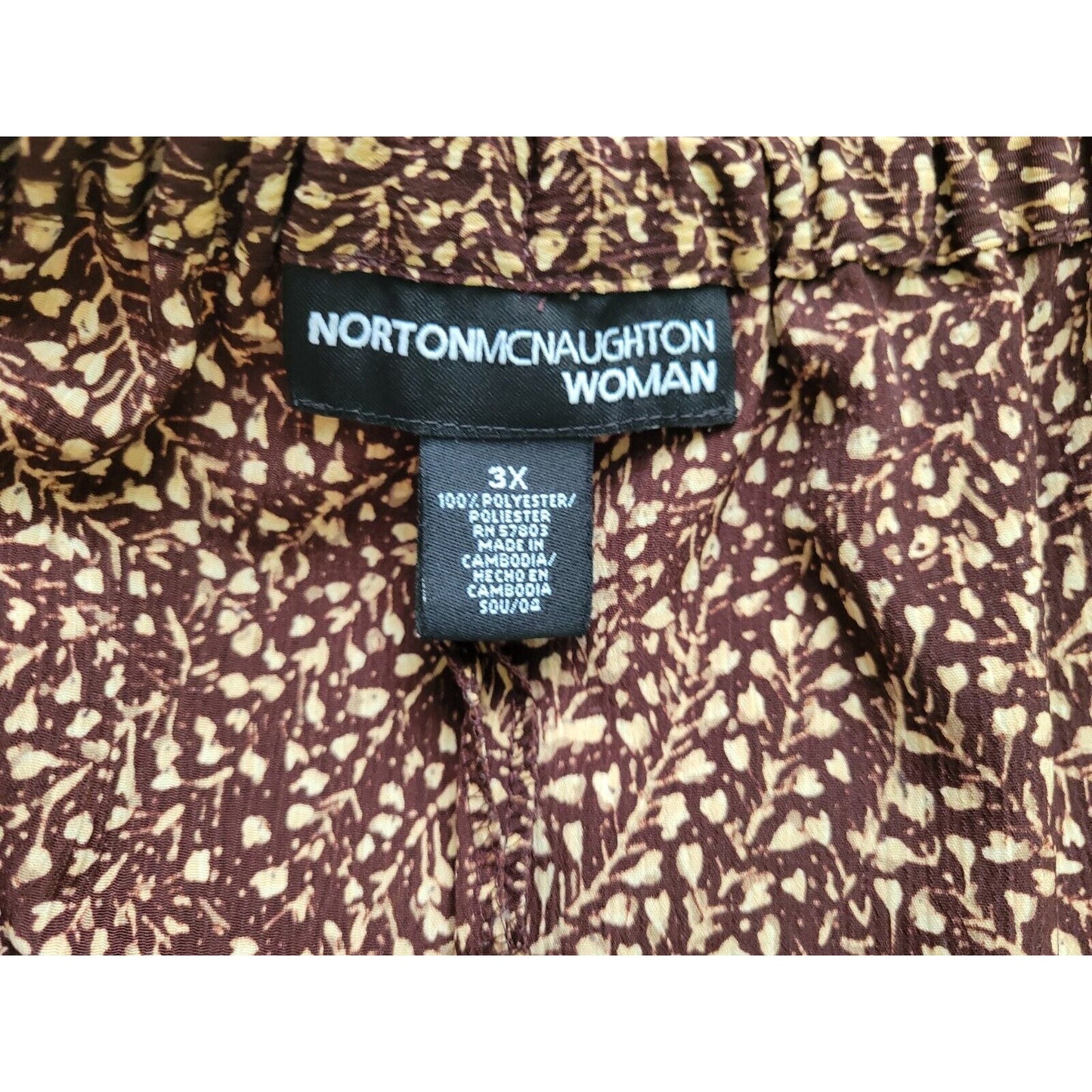Norton McNaughton Womens Skirt 3X Midi Full Polyester Brown Floral Career Casual