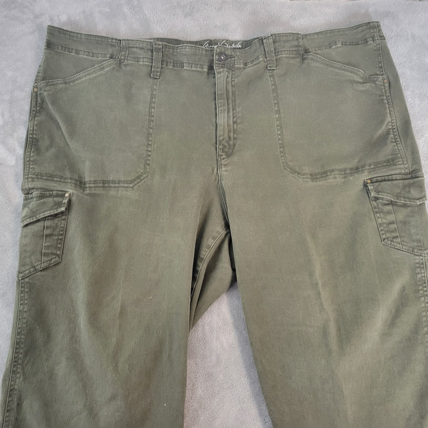 Gloria Vanderbilt Womens Jeans 24W Plus Capri Slimming Cargo Green Denim Zip Fly