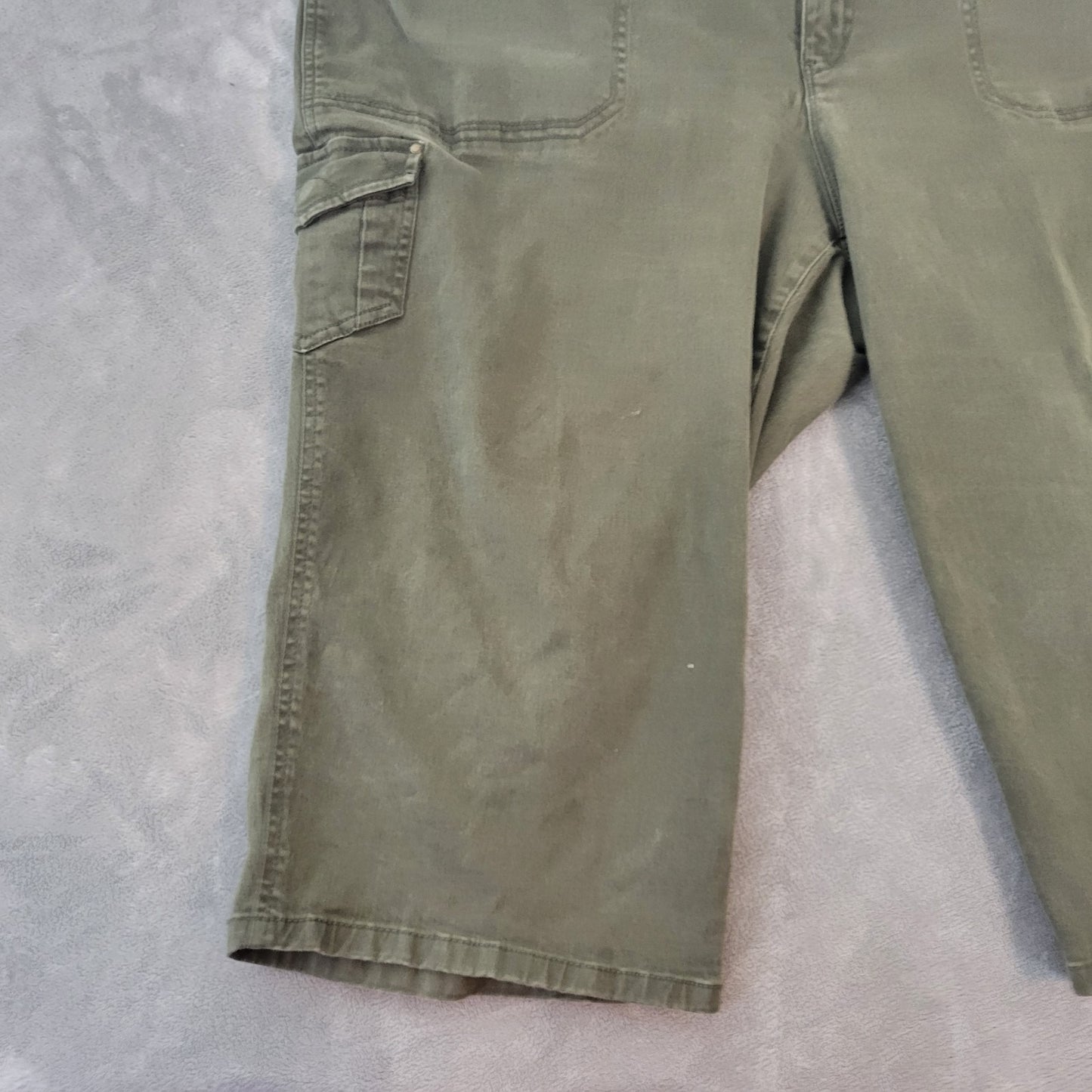 Gloria Vanderbilt Womens Jeans 24W Plus Capri Slimming Cargo Green Denim Zip Fly