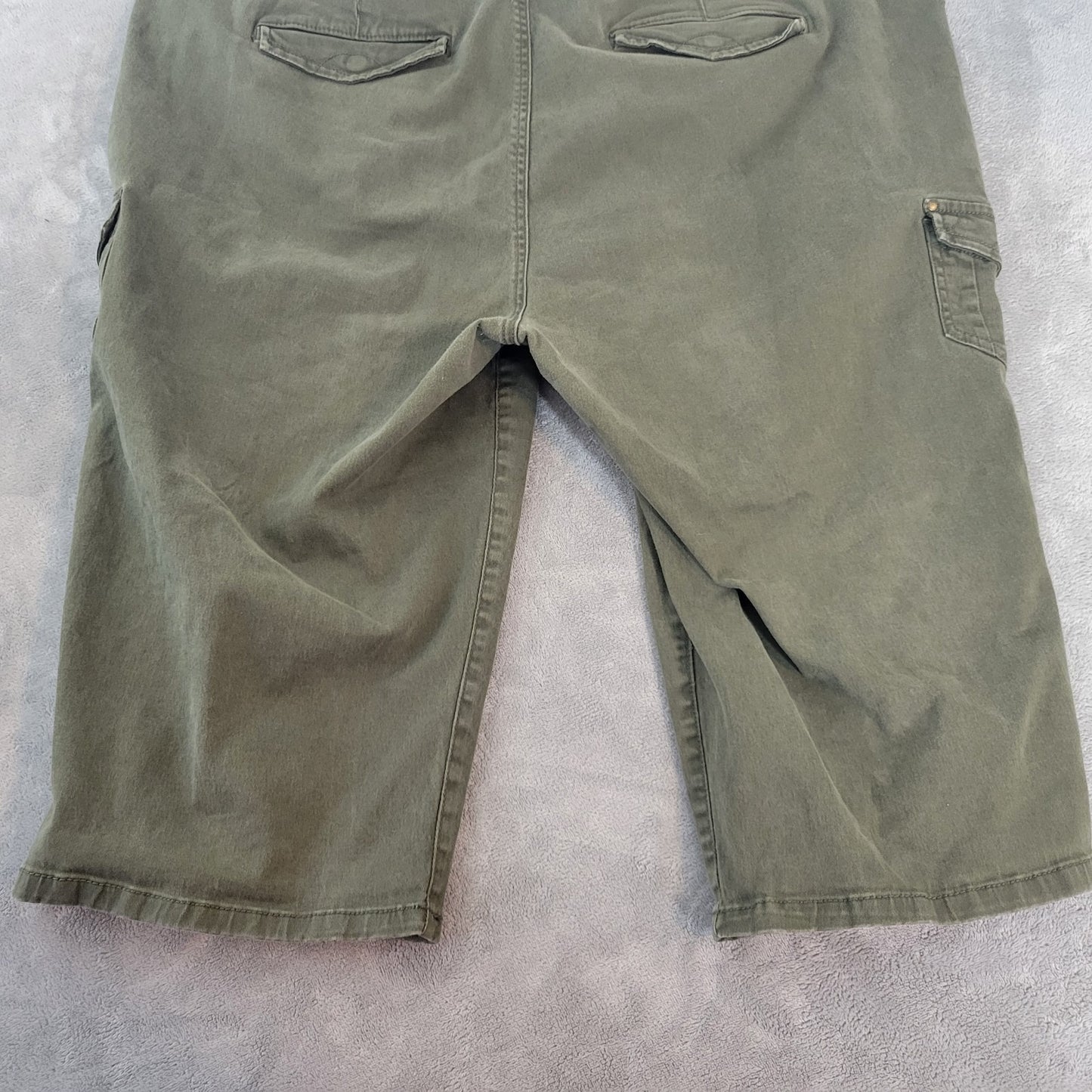 Gloria Vanderbilt Womens Jeans 24W Plus Capri Slimming Cargo Green Denim Zip Fly