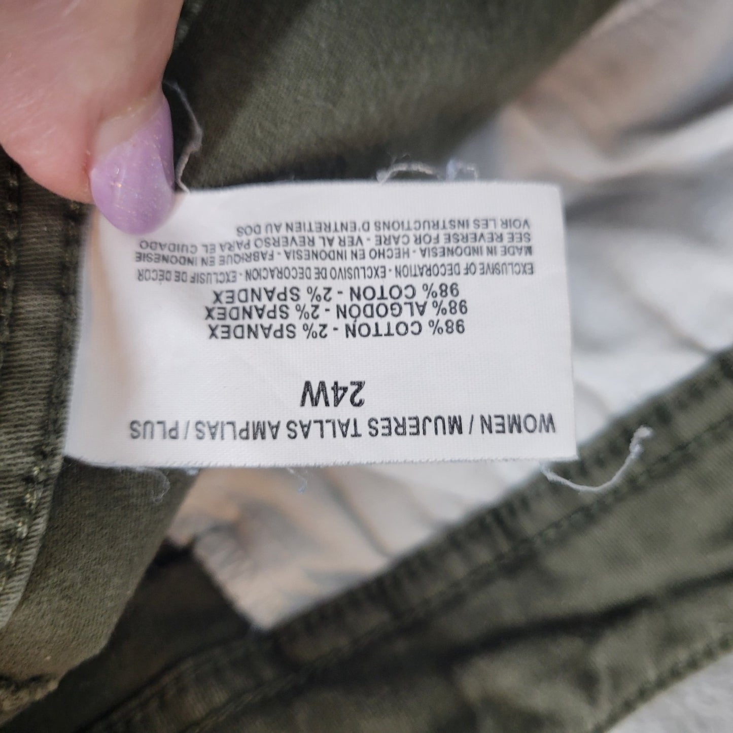 Gloria Vanderbilt Womens Jeans 24W Plus Capri Slimming Cargo Green Denim Zip Fly