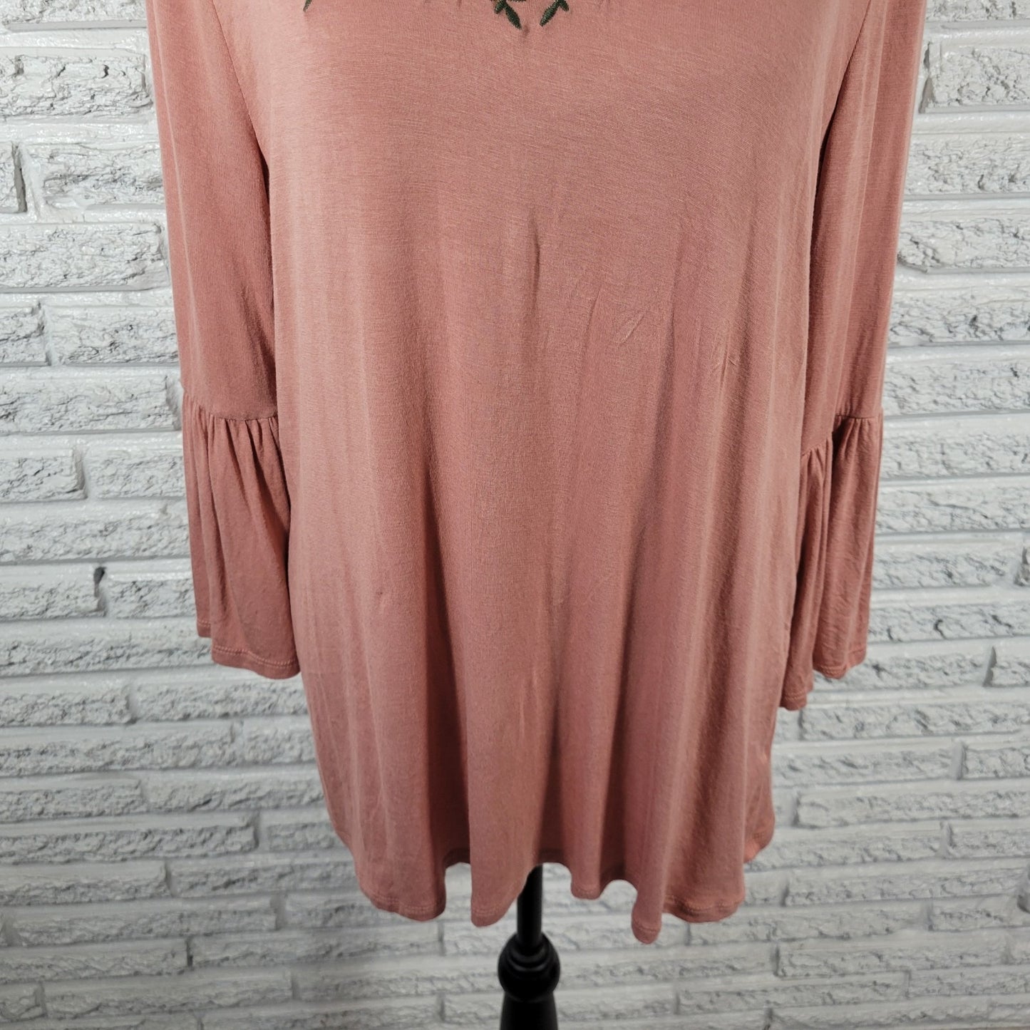 Como Vintage XL Tunic Top Blouse Dusty Rose Pink Floral Embroidered FLO327E