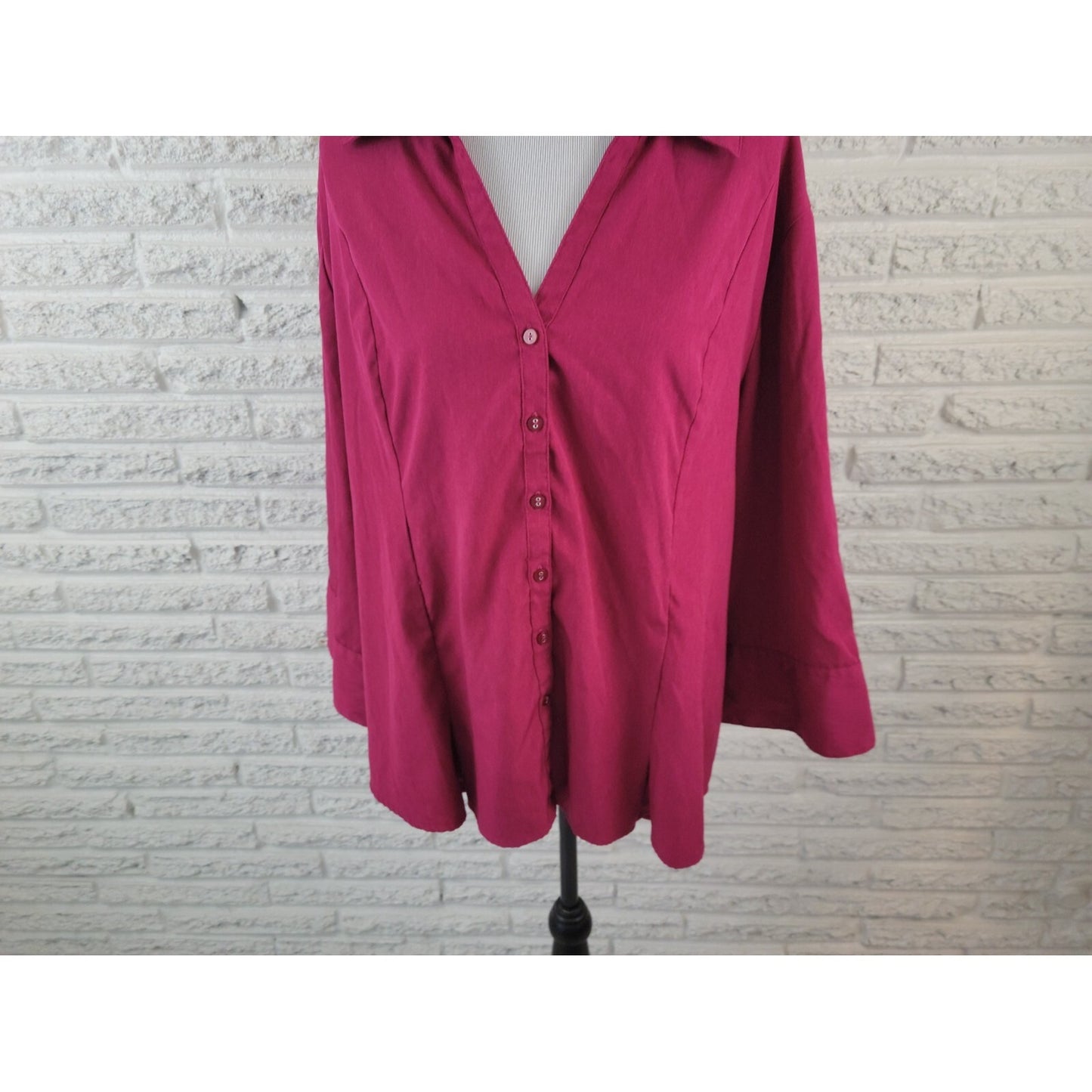 Cato Womens Shirt 26W 28W Plus Collar Button Up Long Sleeve Purple Office Basic