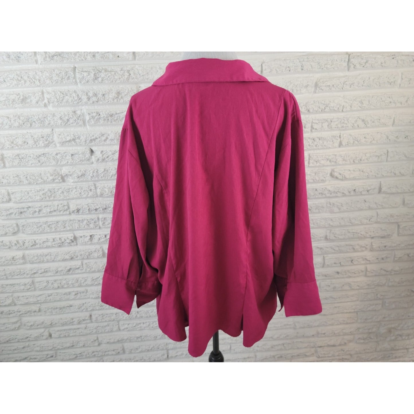 Cato Womens Shirt 26W 28W Plus Collar Button Up Long Sleeve Purple Office Basic