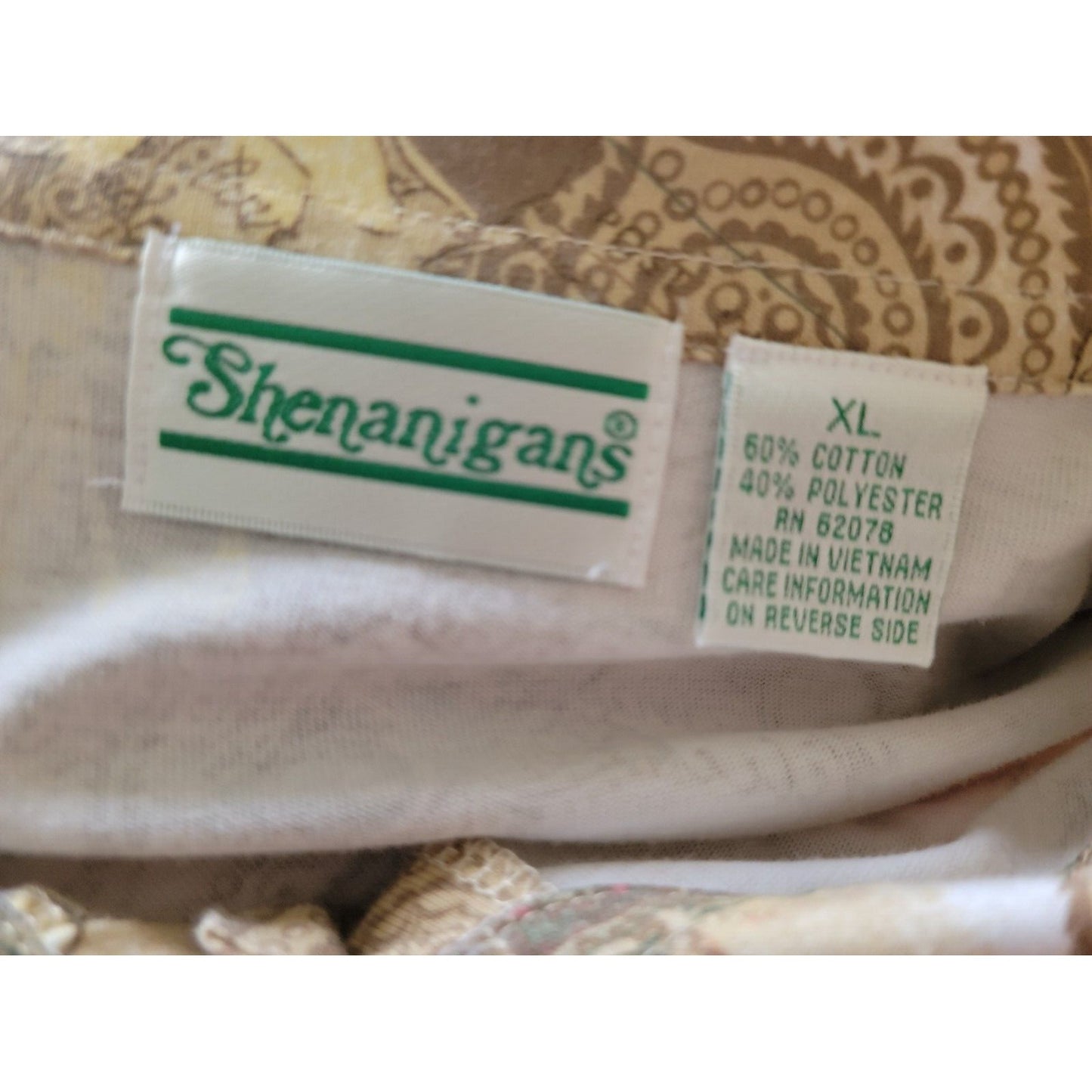 Shenanigans Womens Shirt XL Collared Lightweight Buttons Scripted Brown Floral