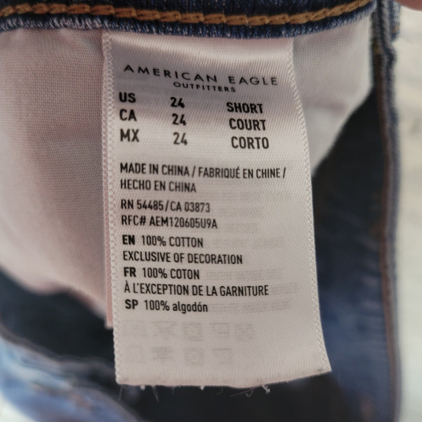 American Eagle Womens Jeans 24 Short 24WP Distressed Destroyed Blue Denim Button