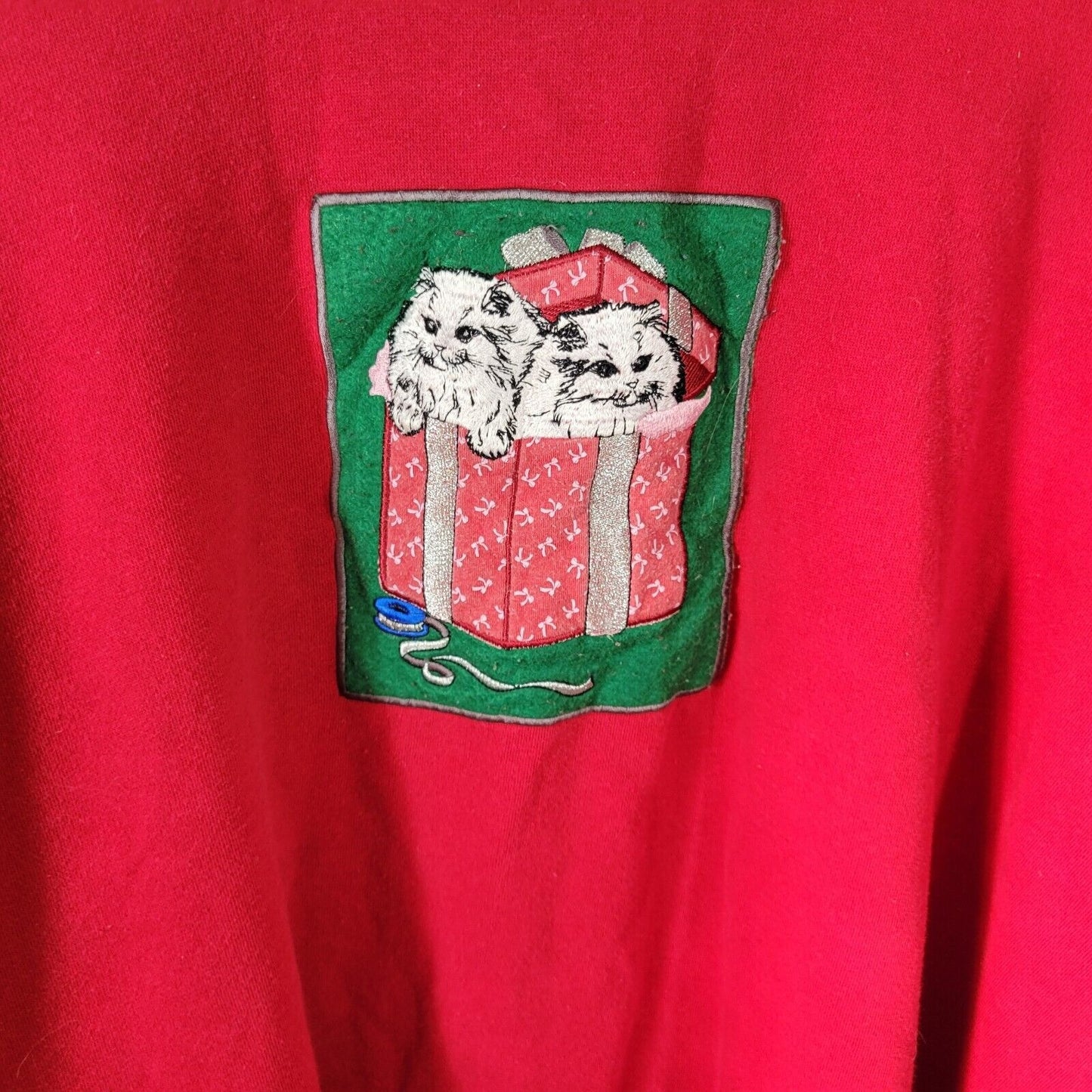 Christmas All American Comfort Women Sweatshirt 4X Plus Red Kittens Cats Holiday