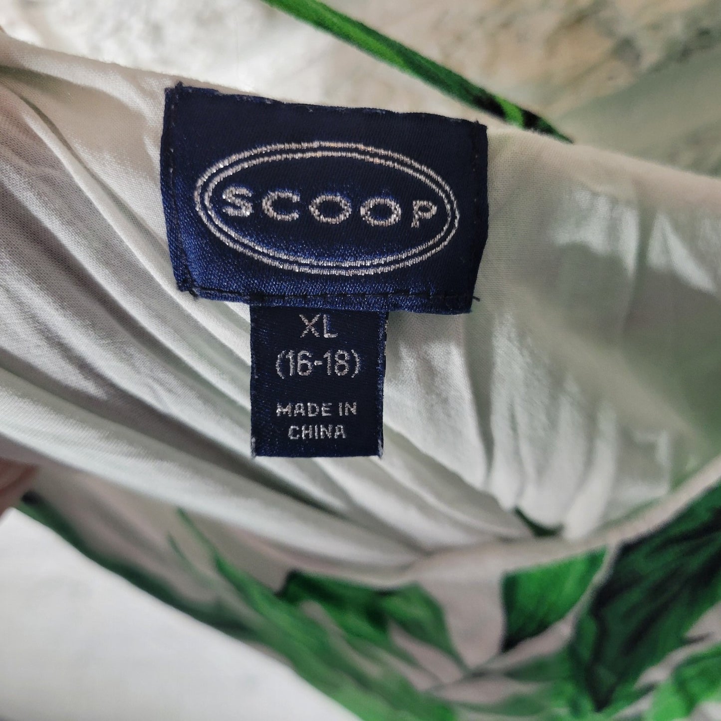 Scoop Women Dress XL 16 8 High Low Spaghetti Strap Green Floral Criss Cross Back