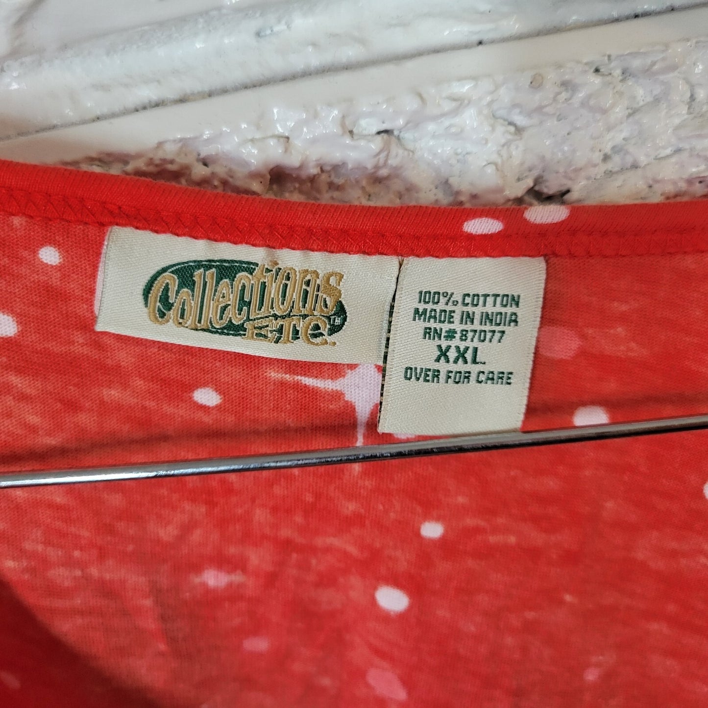 Christmas Collections Etc Womens Top XXL 3/4 Sleeve Lightweight Red Tree Sequin