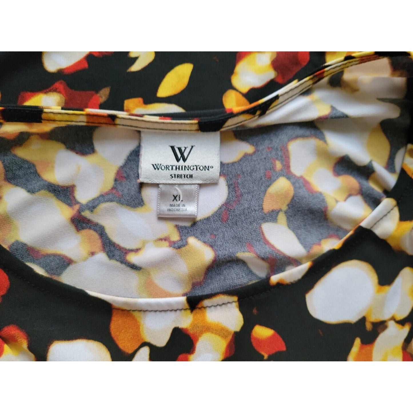 Worthington Women Top Extra Large Sleeveless Yellow Watercolor Poly Blend Office