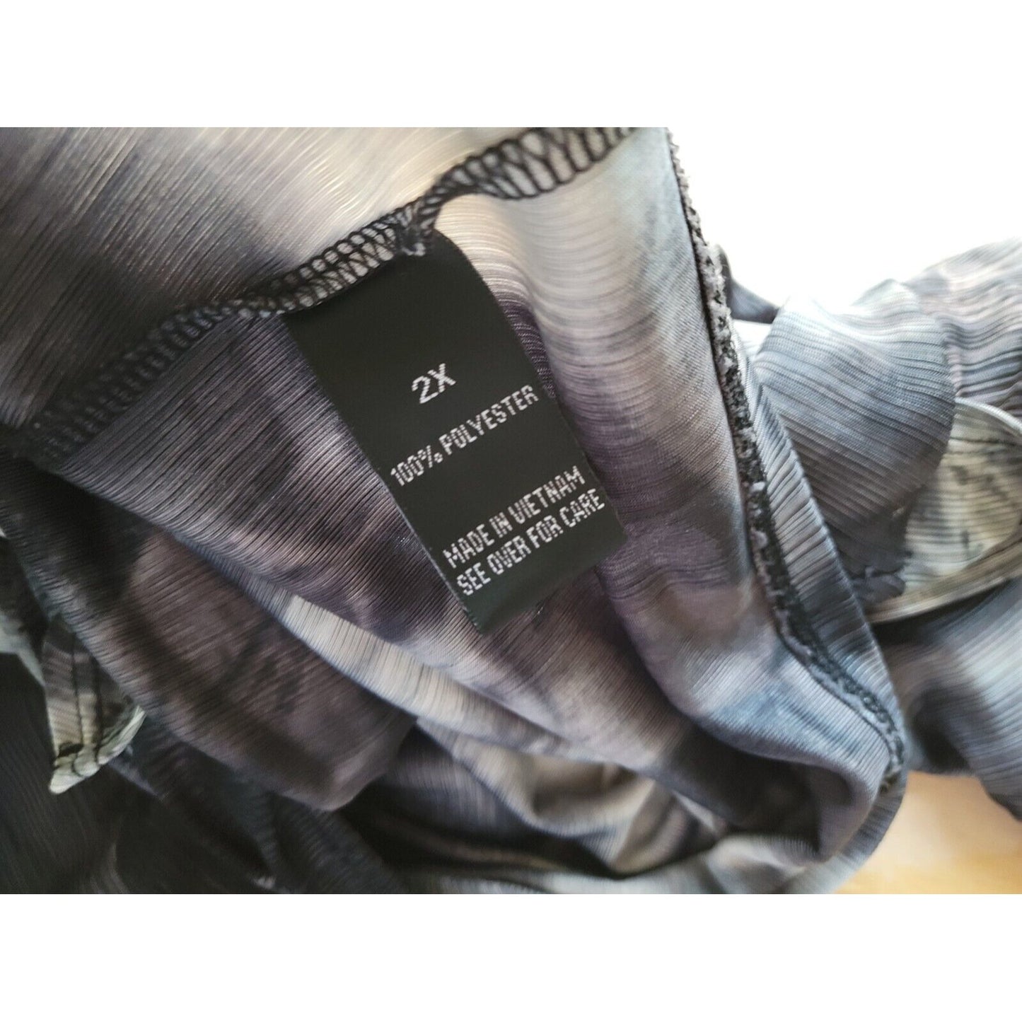 Alyx Womens Top 2X Short Sleeve Black Tie Dye Polyester Sheer Pullover Career