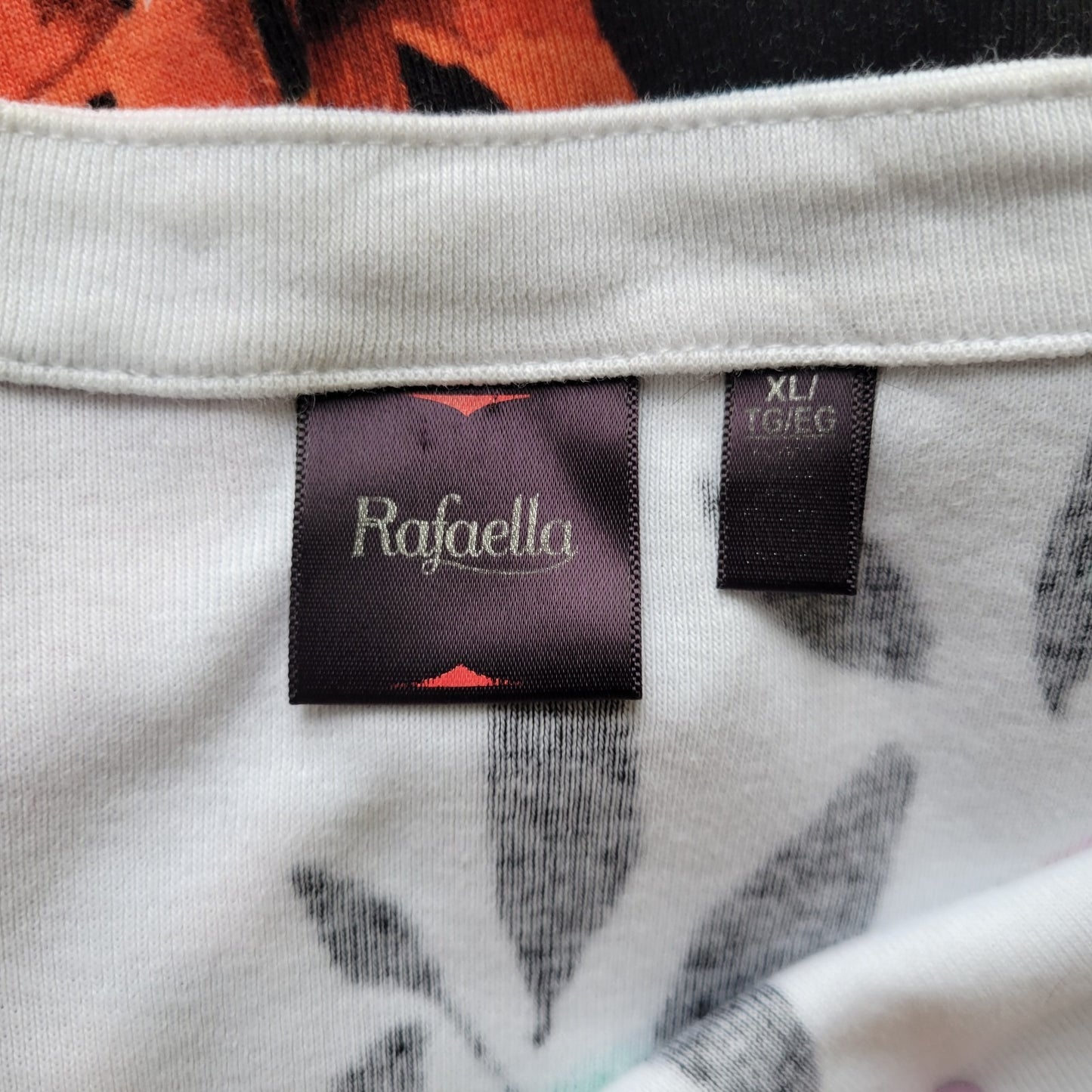 Rafaella Womens Top Extra Large 3/4 Sleeve Knit Pink Black Floral Cotton Comfy