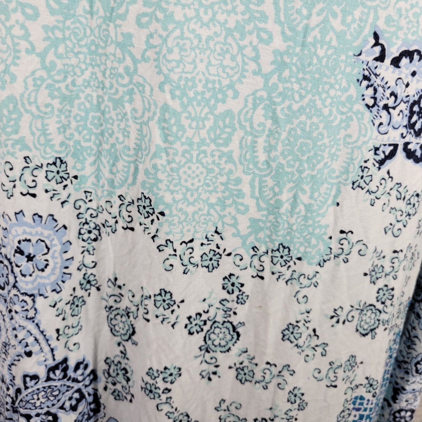 Croft Barrow Womens Top 2X Plus Tunic Batwing Sleeve Blue Floral Side Ties Comfy