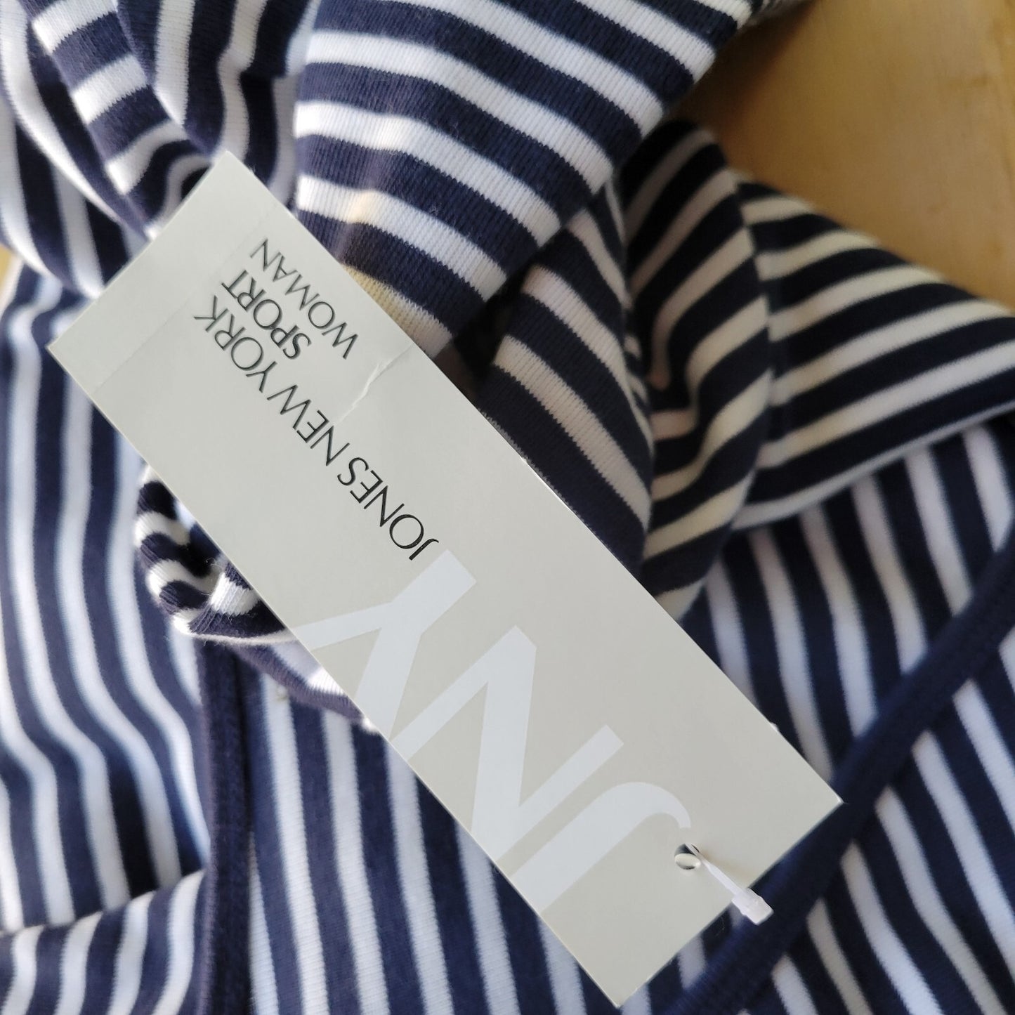 Jones New York Sport Women Top 1X Plus 3/4 Sleeve Blue White Stripe Comfy Cotton