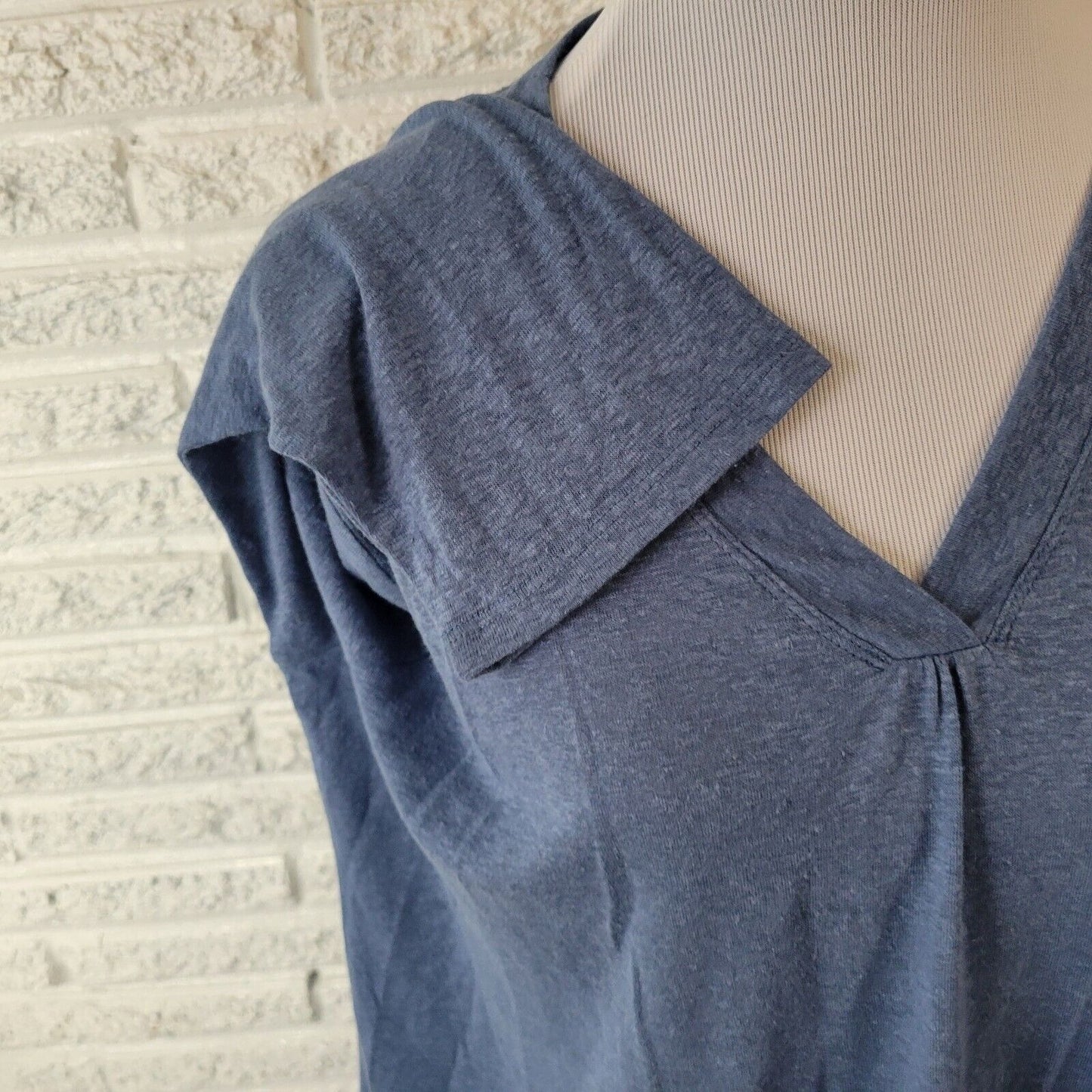 Orvis Womens Top Extras Large XL 3/4 Sleeve Blue Lightweight Linen Polyester