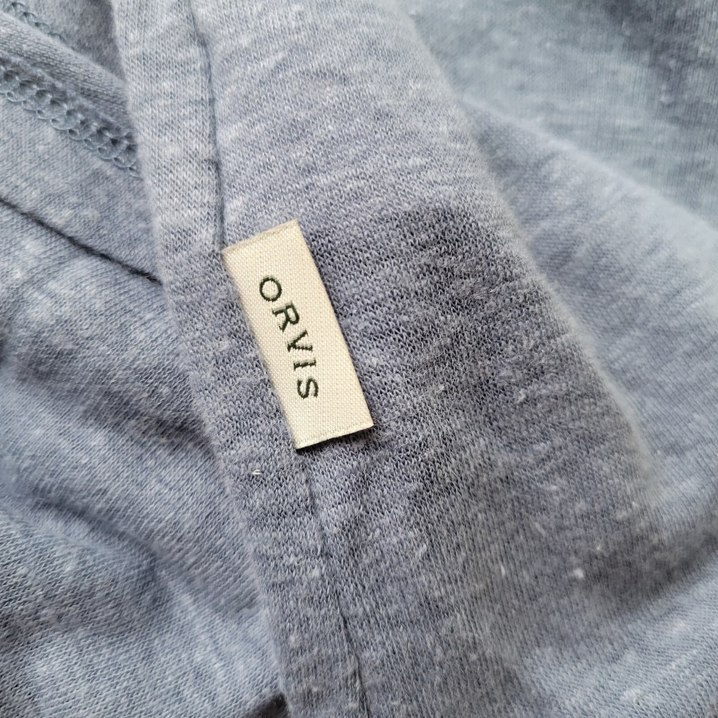 Orvis Womens Top Extras Large XL 3/4 Sleeve Blue Lightweight Linen Polyester