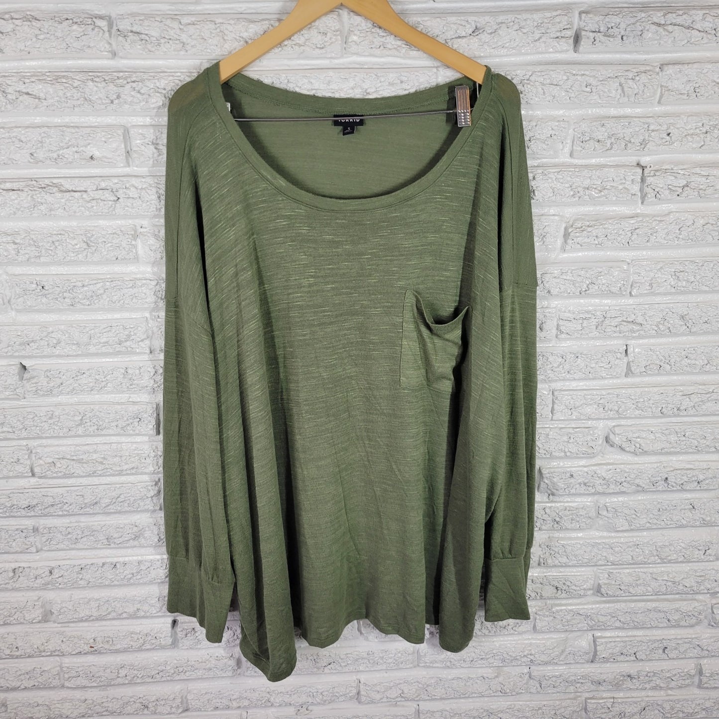 Torrid Womens Top 5 5X Plus Tunic Long Sleeve Soft Green Casual Pocket Comfy