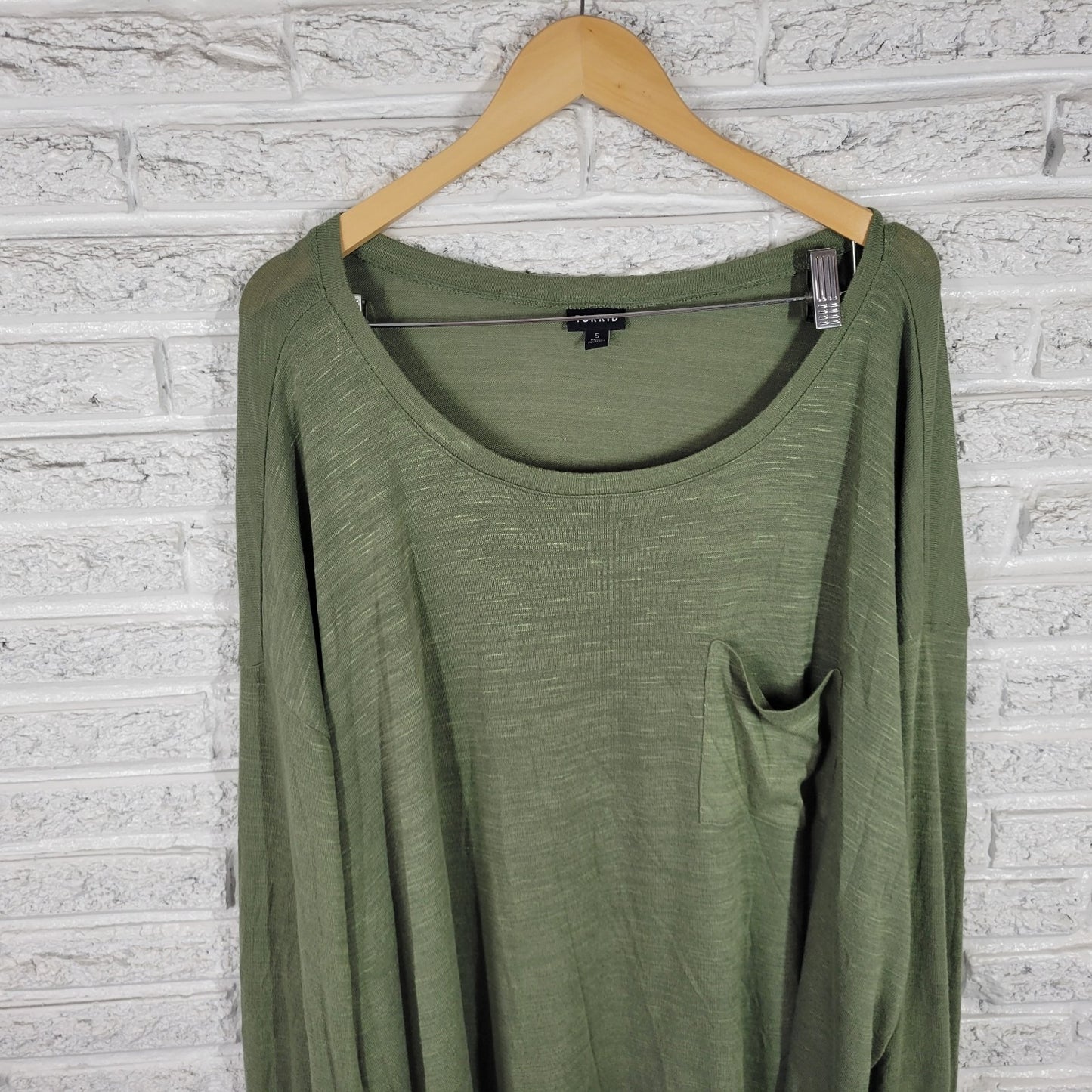 Torrid Womens Top 5 5X Plus Tunic Long Sleeve Soft Green Casual Pocket Comfy