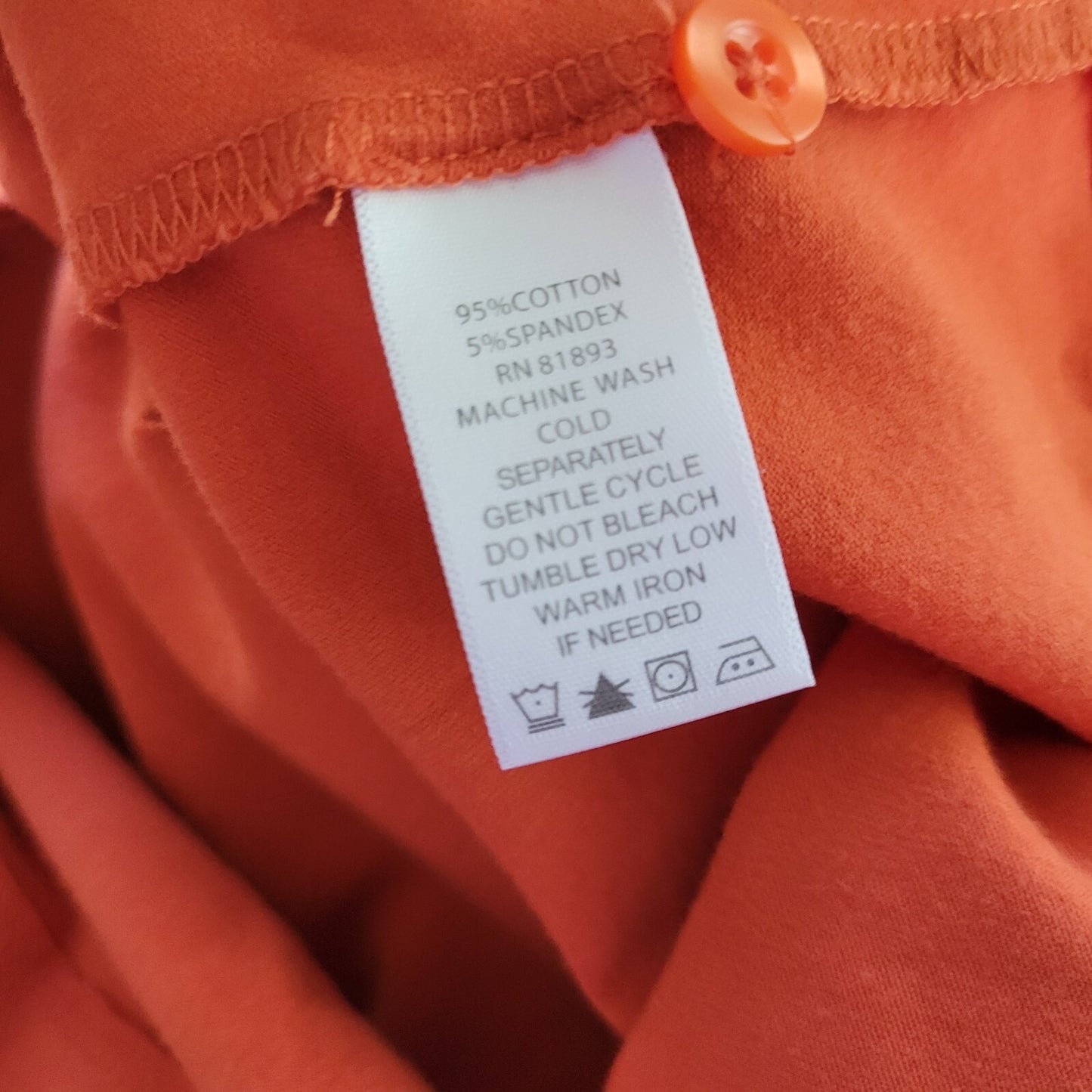 Denim Co Womens Top 3X Plus Cardigan Long Sleeve Orange Button Up Lightweight