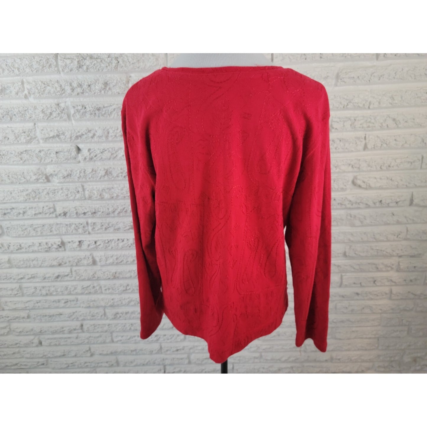 Chicos Womens Top 3 Standard Extra Large XL Pullover Cotton Embroider Red Office