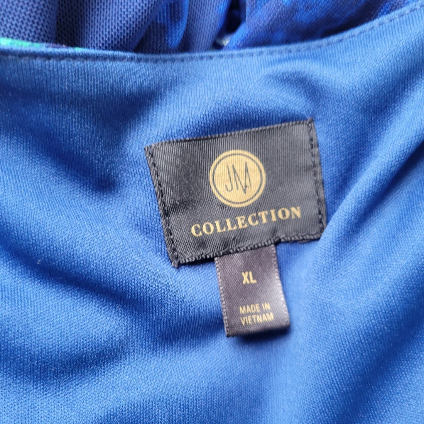 JM Collection Womens Top XL Sheer Split Sleeve Blue Floral Attached Tank Career