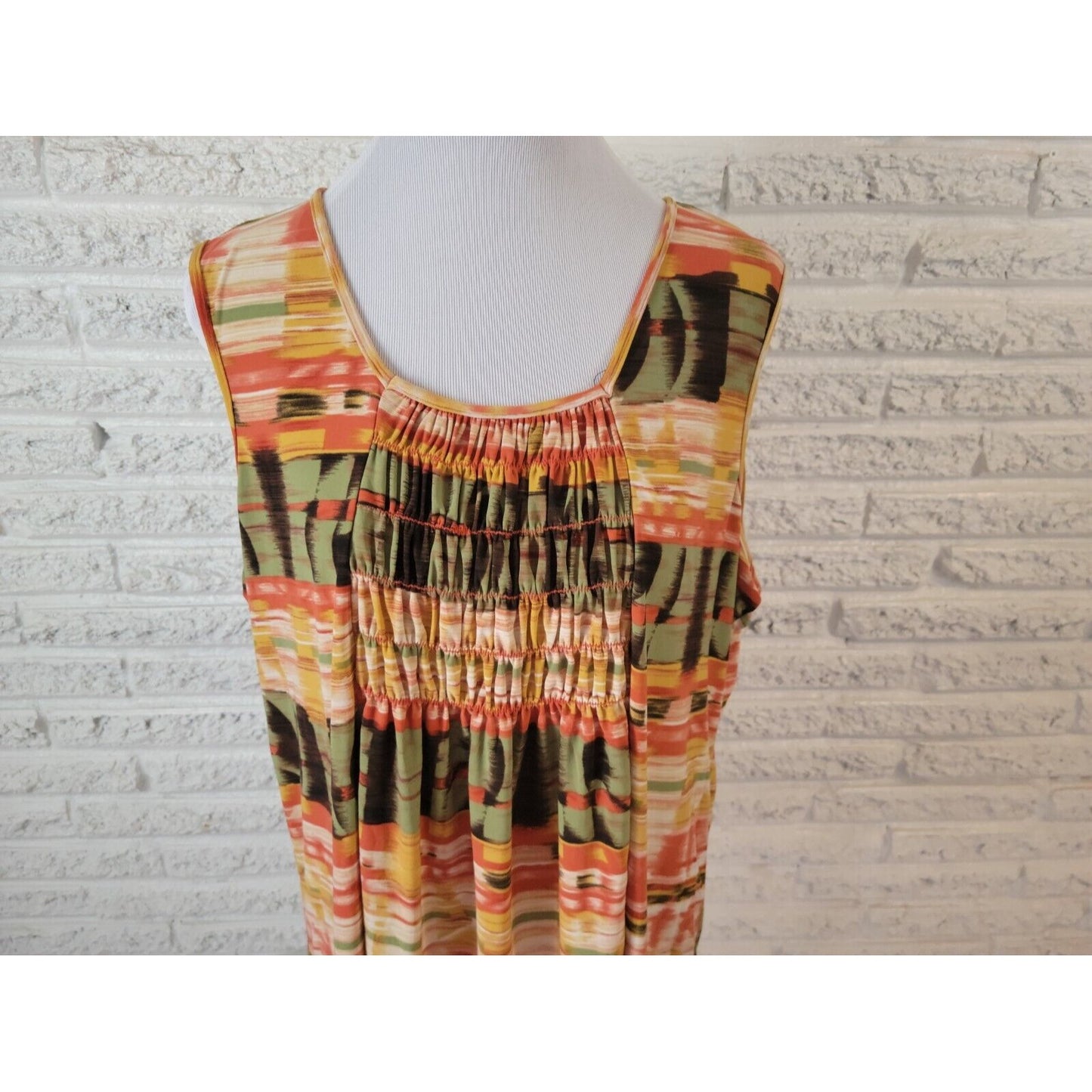 Olivia Paige Womens Top 2X Plus Tank Cinched Poly Blend Watercolor Poly Blend