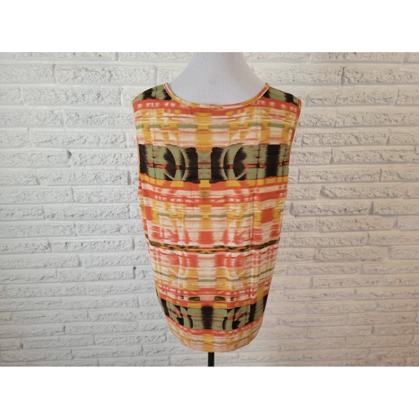 Olivia Paige Womens Top 2X Plus Tank Cinched Poly Blend Watercolor Poly Blend