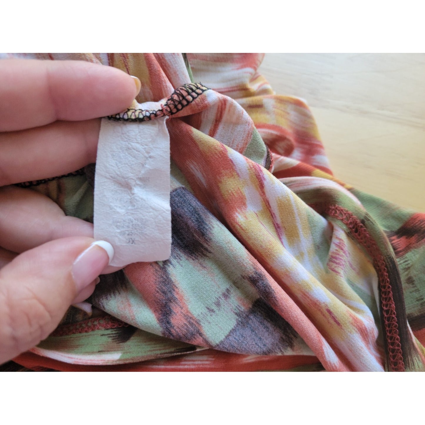 Olivia Paige Womens Top 2X Plus Tank Cinched Poly Blend Watercolor Poly Blend