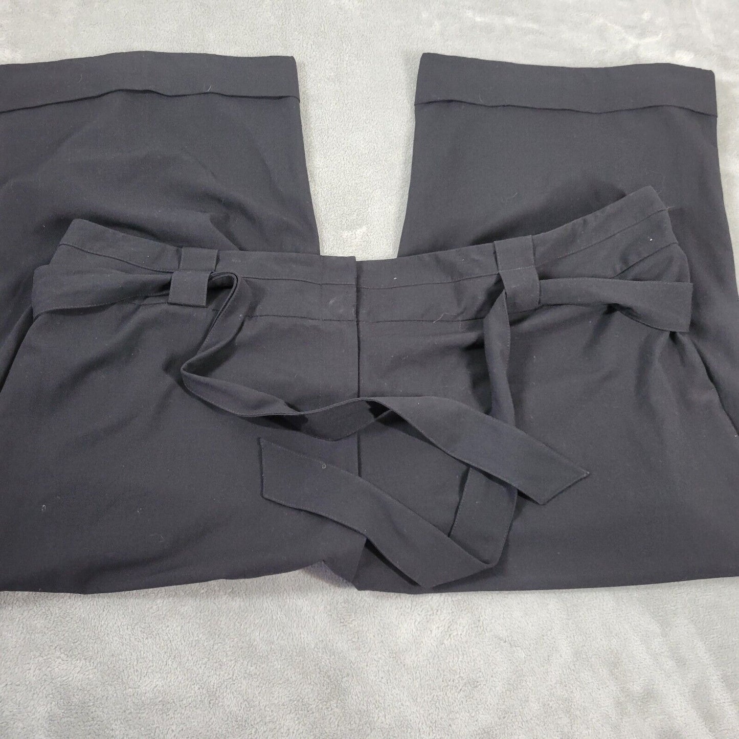Lane Bryant Womens Pants 26 Plus Capri Black Zip Fly Sash Cuffed Poly Blend