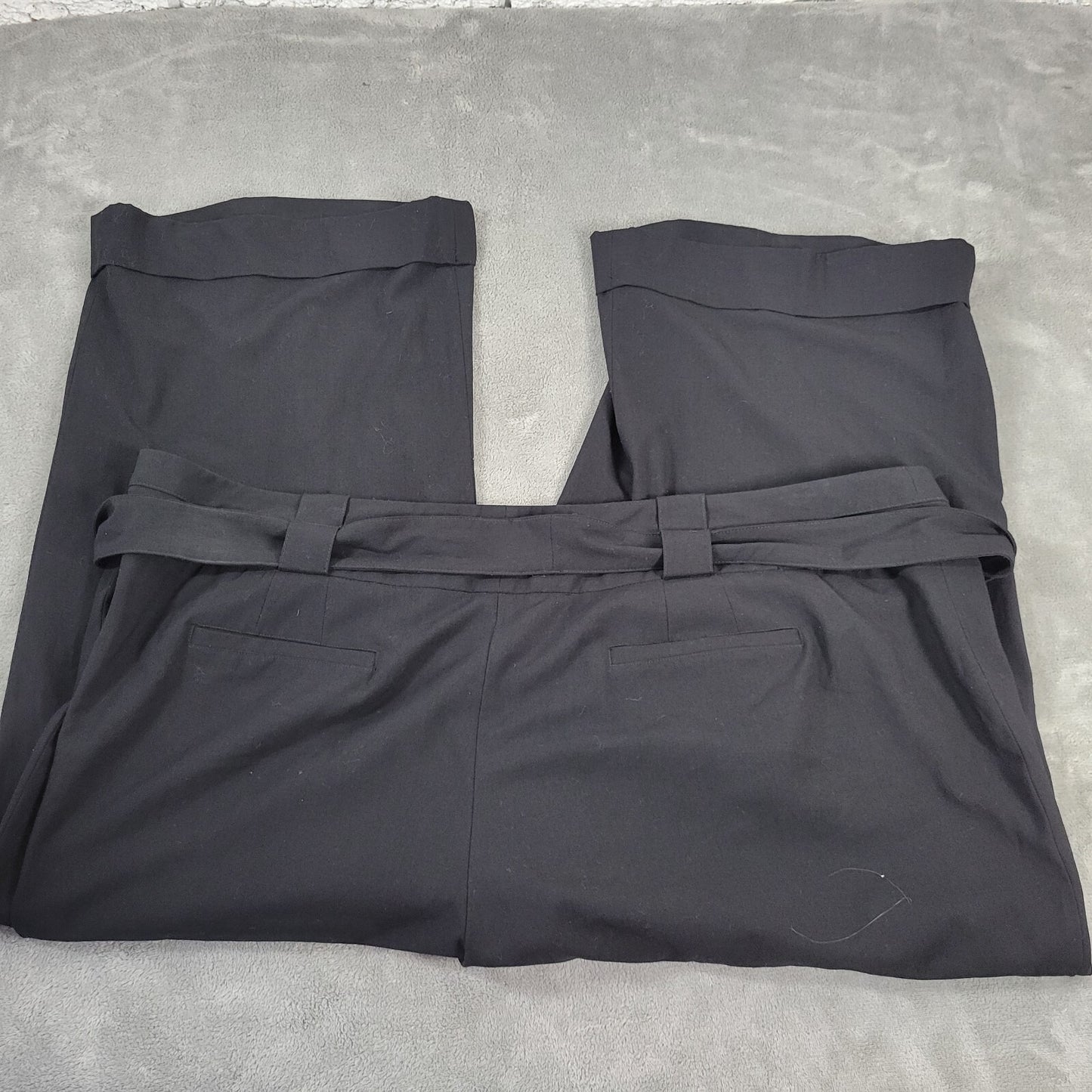 Lane Bryant Womens Pants 26 Plus Capri Black Zip Fly Sash Cuffed Poly Blend