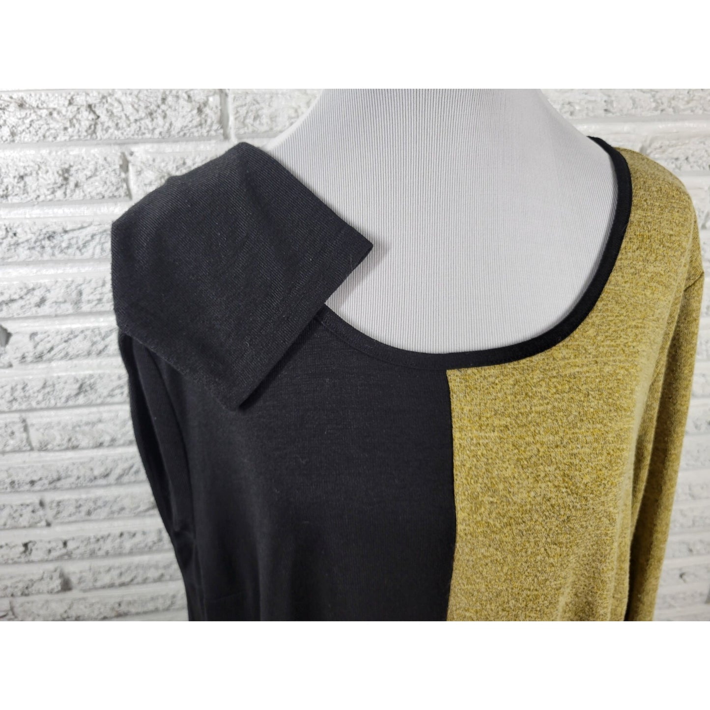 Zim Zoe Women Top 26 28 Plus Tunic Knit Tan Colorblock Long Sleeve Pockets