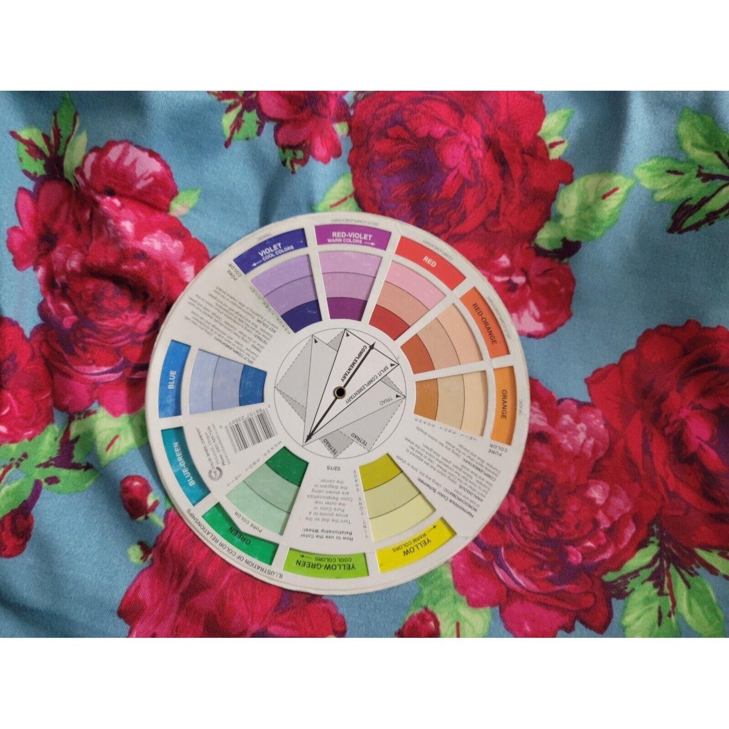 Pioneer Woman Womens Top Extra Large XL 3/4 Sleeve Blue Red Roses VNeck Casual