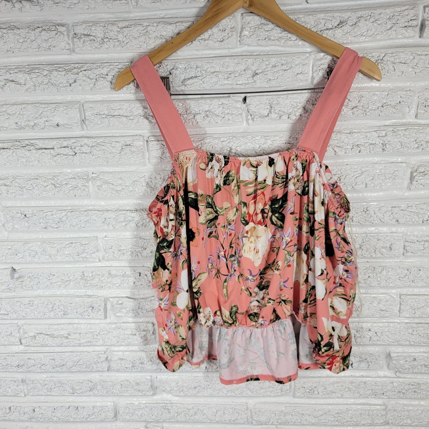 INC International Concepts Womens Top 2X Plus Swing Casual Pink Floral Ruffle