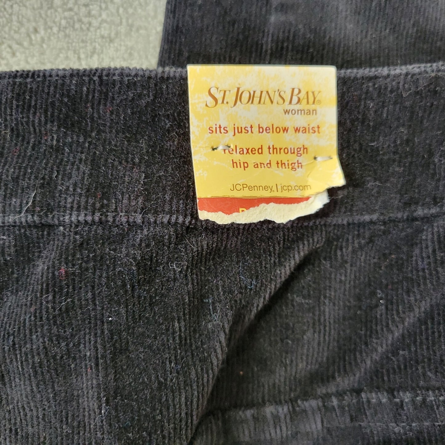 St Johns Bay Women Jeans 18W Plus Average Boot Cut Black Corduroy Denim Zip Fly